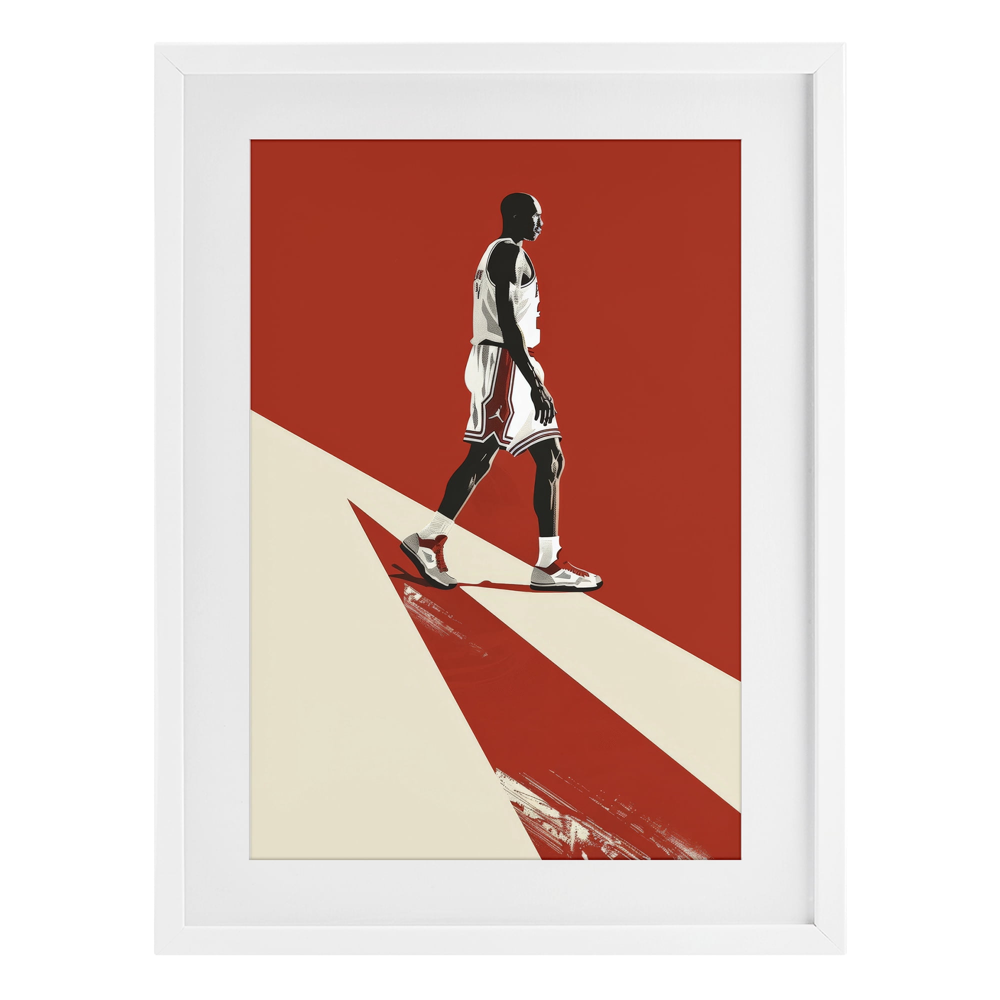 Stupell Industries Retro Basketball Legend White Framed Print Under Glass, design by Ray Powers
