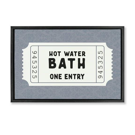 Stupell Industries Retro Bathroom Ticket Black Framed Floater Canvas Wall Art design by Lettered and Lined, 17 x 25