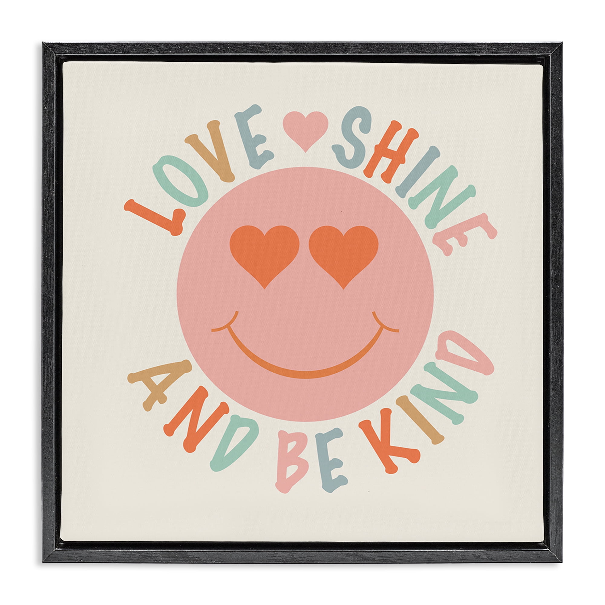 Stupell Industries Retro Be Kind Text & Numbers Painting Black Floater Framed Canvas Art Print Wall Art, 18 x 18