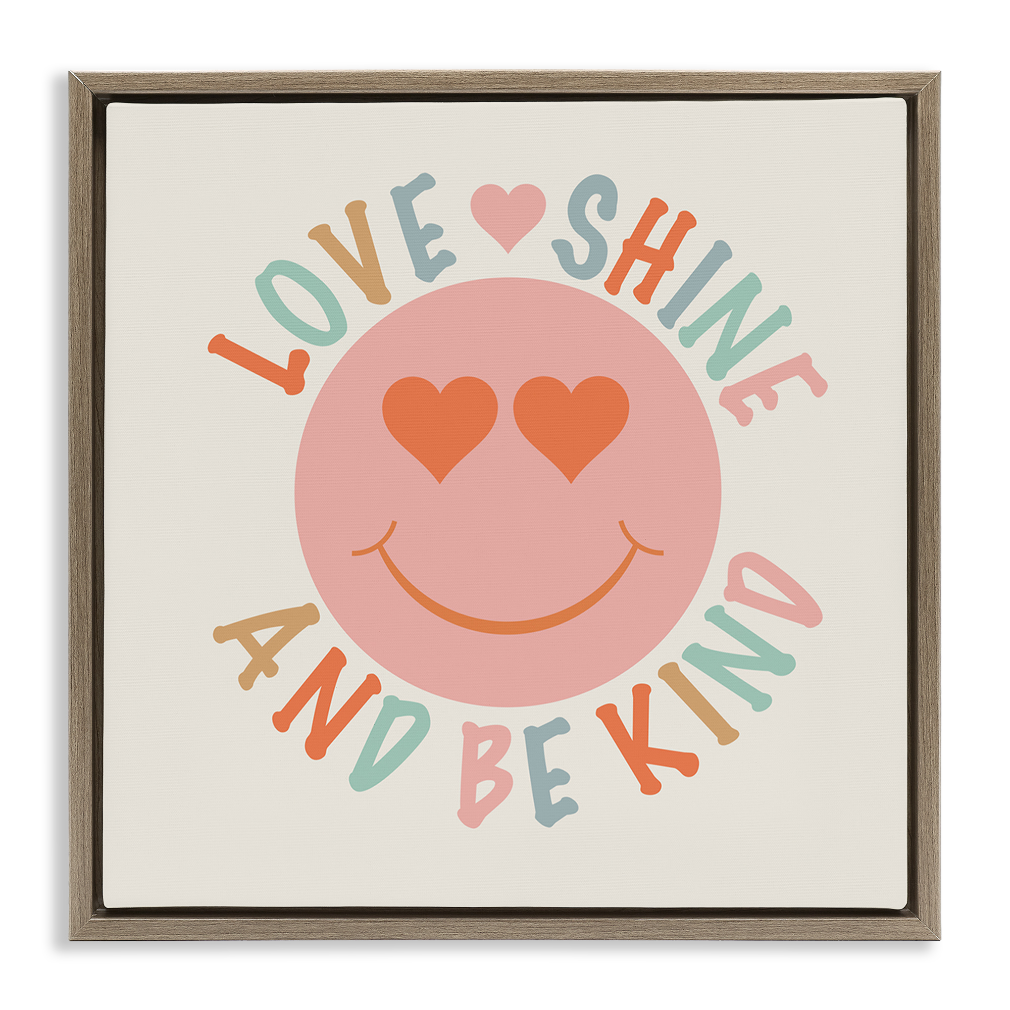 Stupell Industries Retro Be Kind Text & Numbers Painting Brown Floater Framed Canvas Art Print Wall Art, 18 x 18