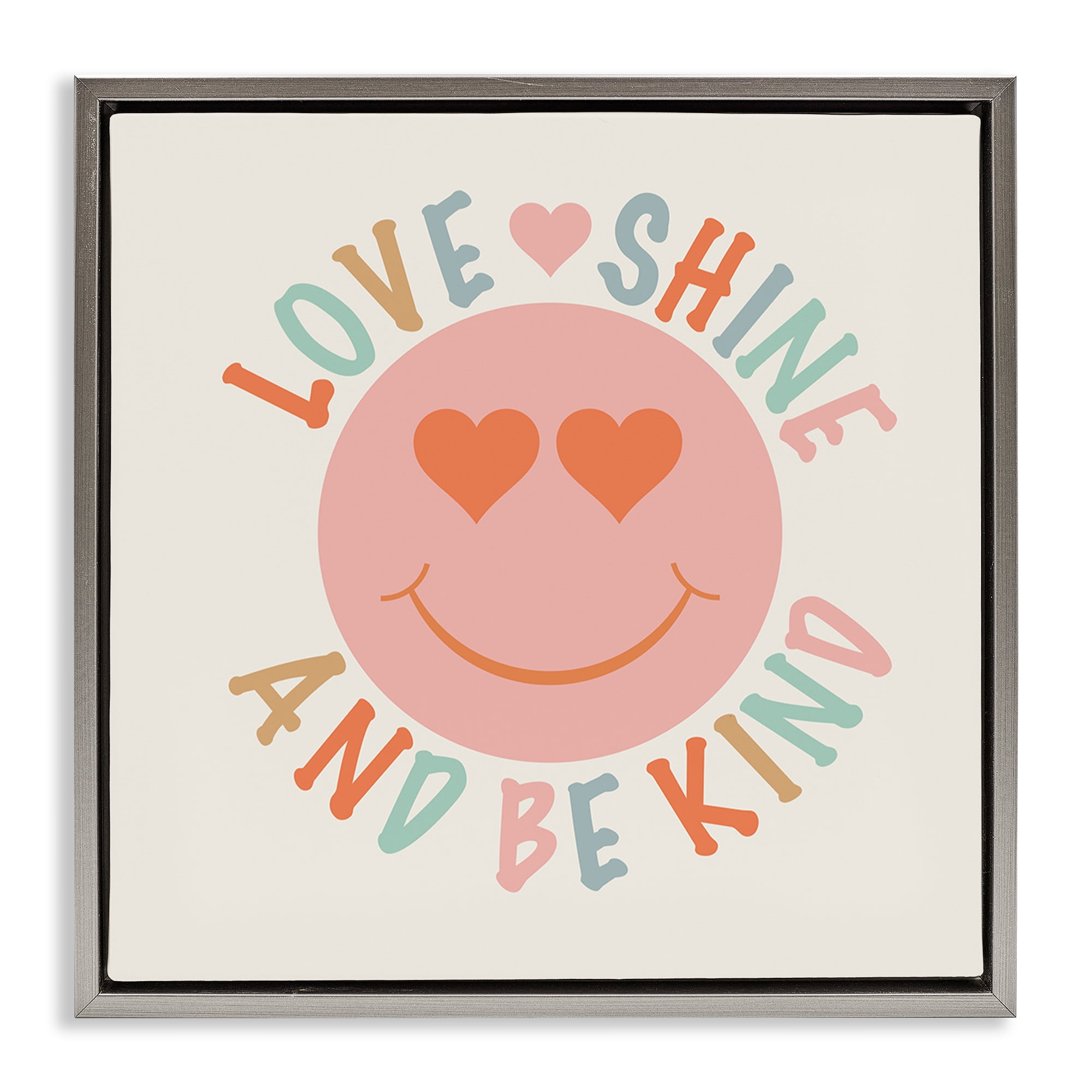 Stupell Industries Retro Be Kind Text & Numbers Painting Gray Floater Framed Canvas Art Print Wall Art, 25 x 25