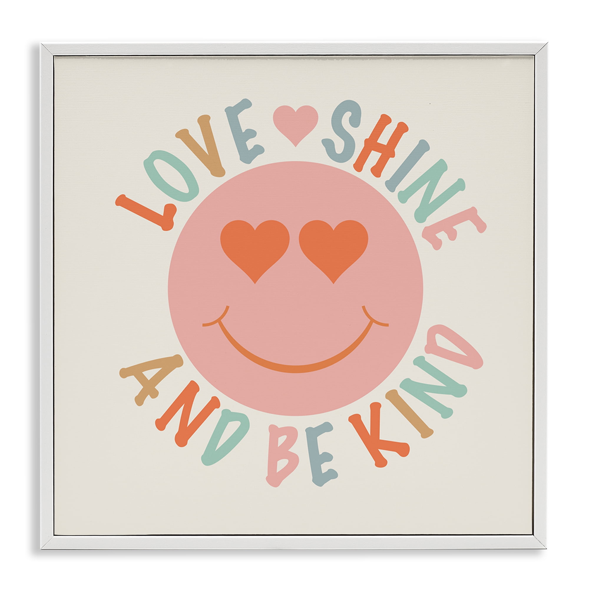 Stupell Industries Retro Be Kind Text & Numbers Painting White Framed Art Print Wall Art, 17 x 17