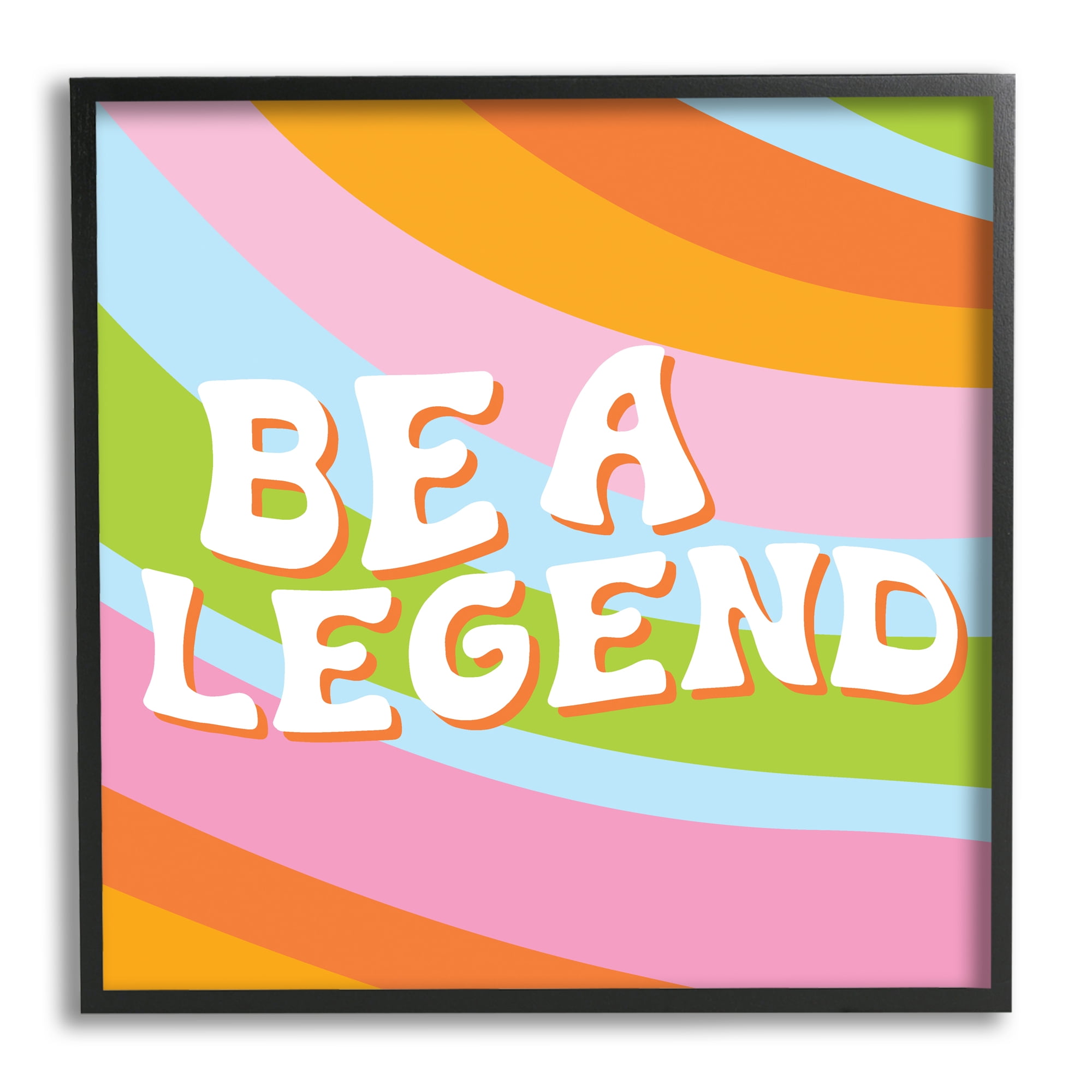Stupell Industries Retro Be a Legend Inspirational Painting Black Framed Art Print Wall Art, 17 x 17