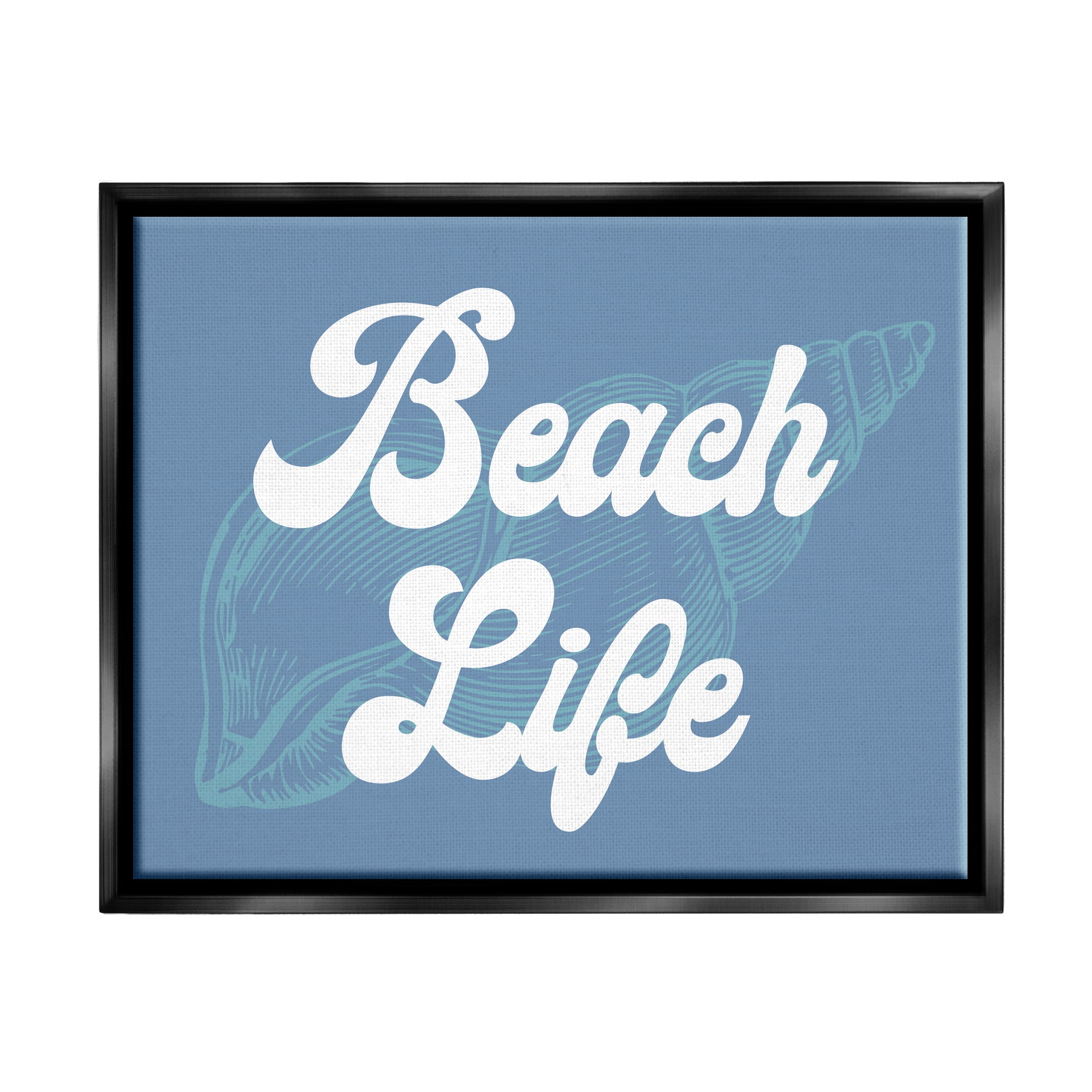 Stupell Industries Retro Beach Life Phrase Animals & Insects Painting Black Floater Framed Canvas Art Print Wall Art, 21 x 17