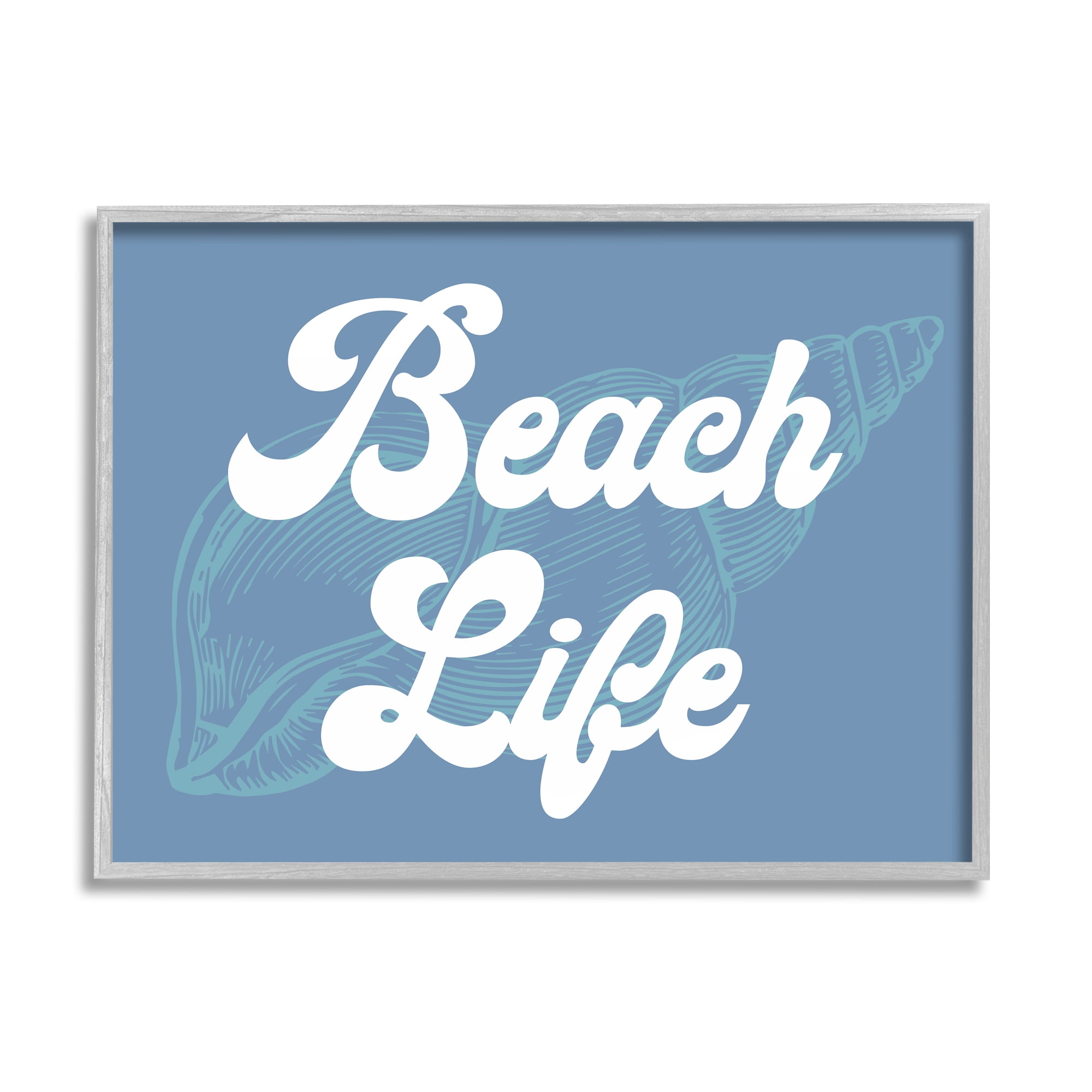 Stupell Industries Retro Beach Life Phrase Animals & Insects Painting Gray Framed Art Print Wall Art, 14 x 11
