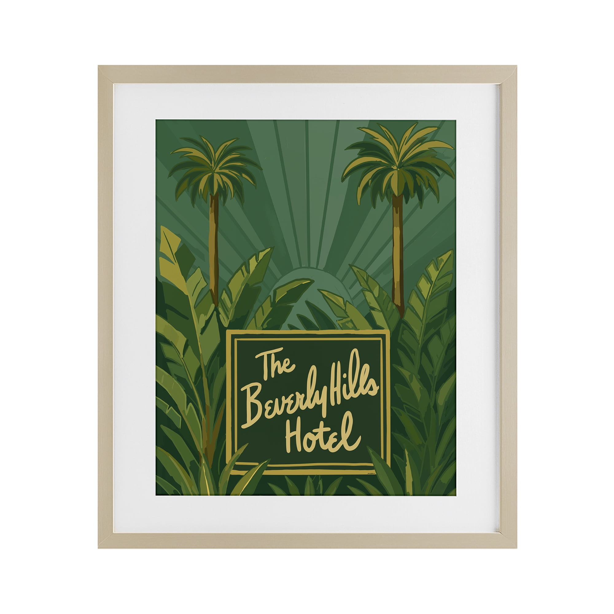 Stupell Industries Retro Beverly Hills Hotel Birch Framed Print Under Glass, design by Amelia Noyes