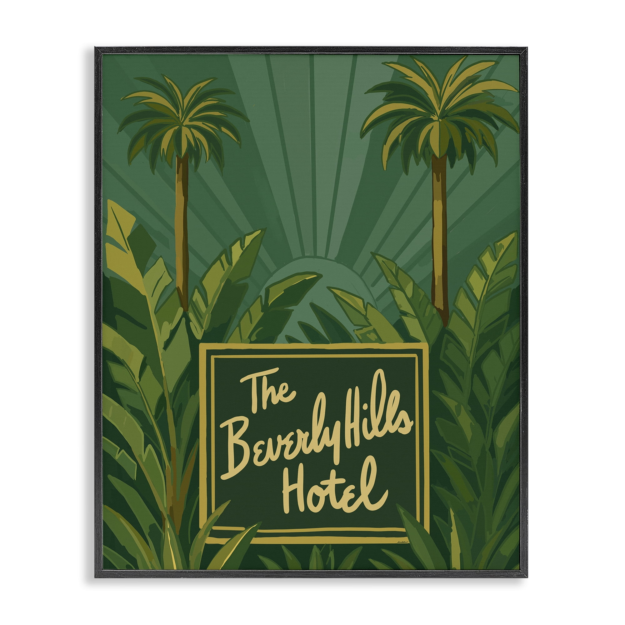 Stupell Industries Retro Beverly Hills Hotel Black Framed Giclee Art, design by Amelia Noyes