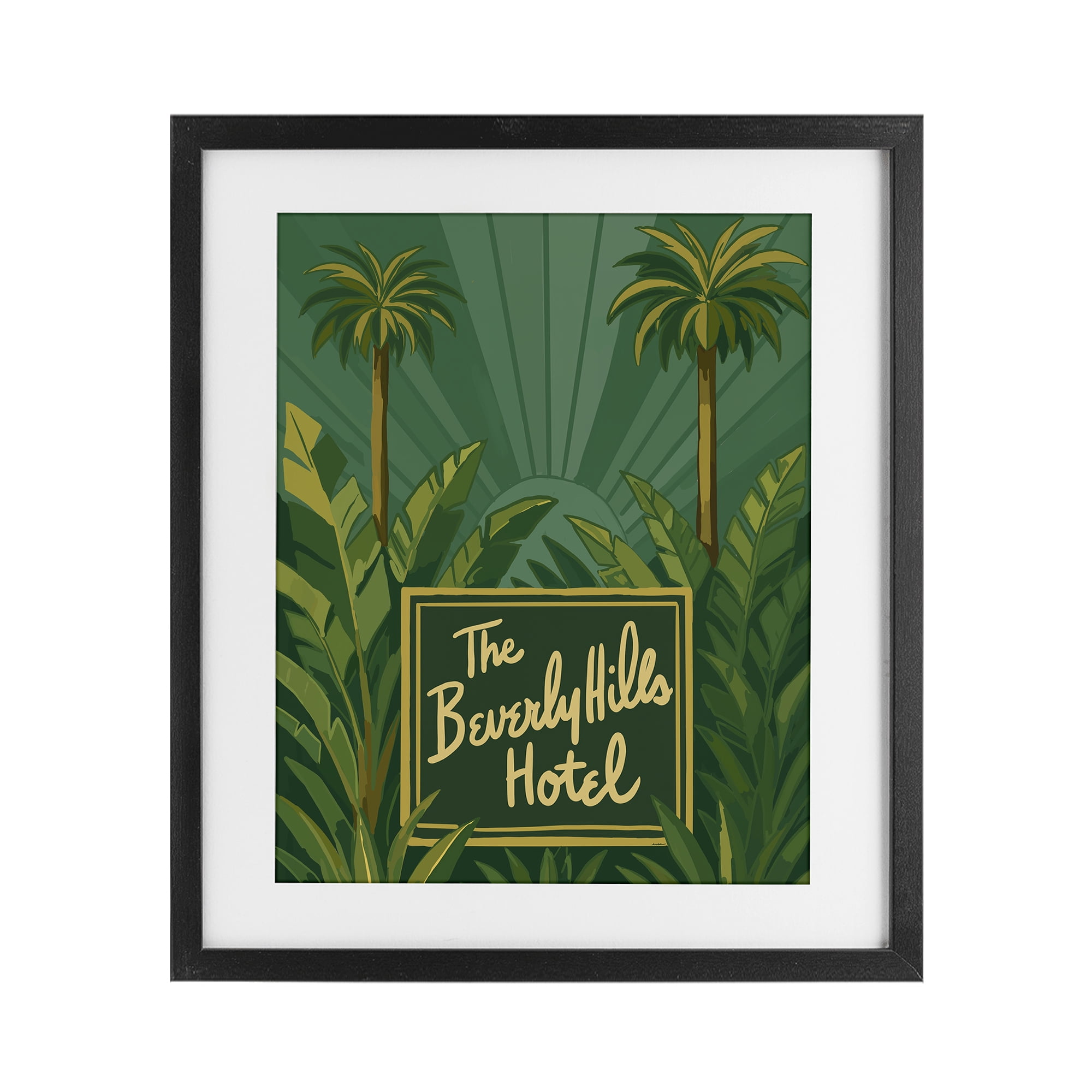 Stupell Industries Retro Beverly Hills Hotel Black Framed Print Under Glass, design by Amelia Noyes