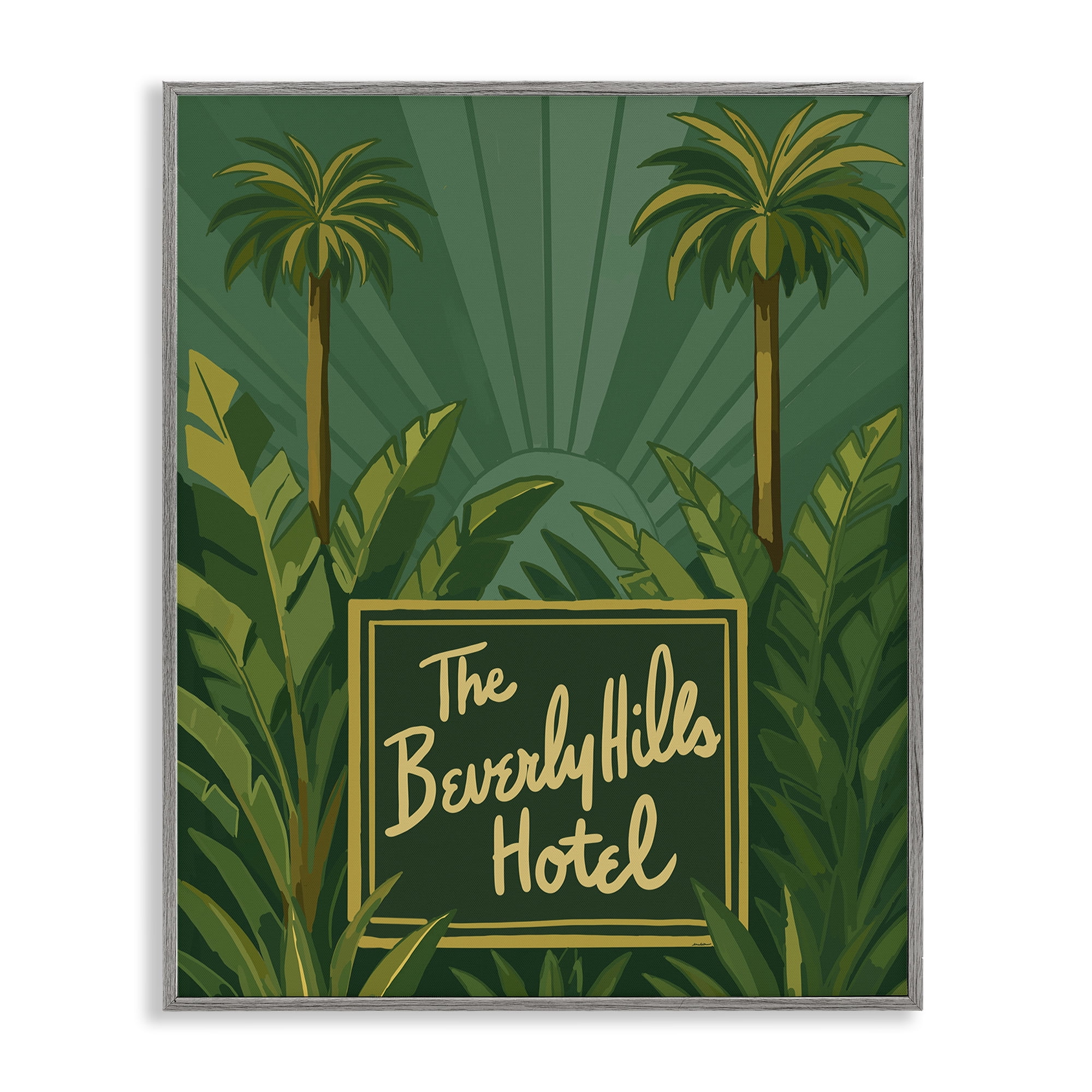 Stupell Industries Retro Beverly Hills Hotel Gray Framed Giclee Art, design by Amelia Noyes