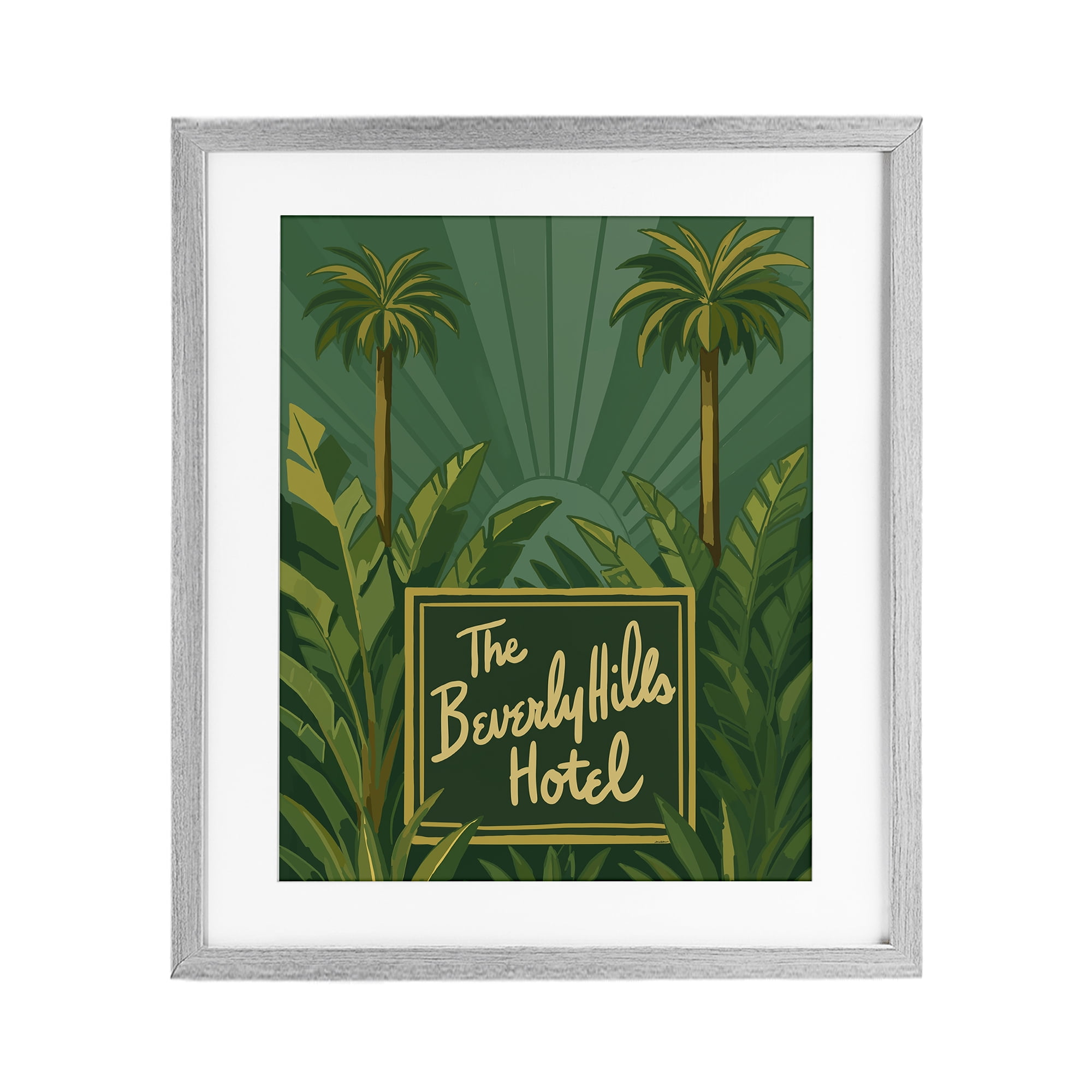 Stupell Industries Retro Beverly Hills Hotel Gray Framed Print Under Glass, design by Amelia Noyes