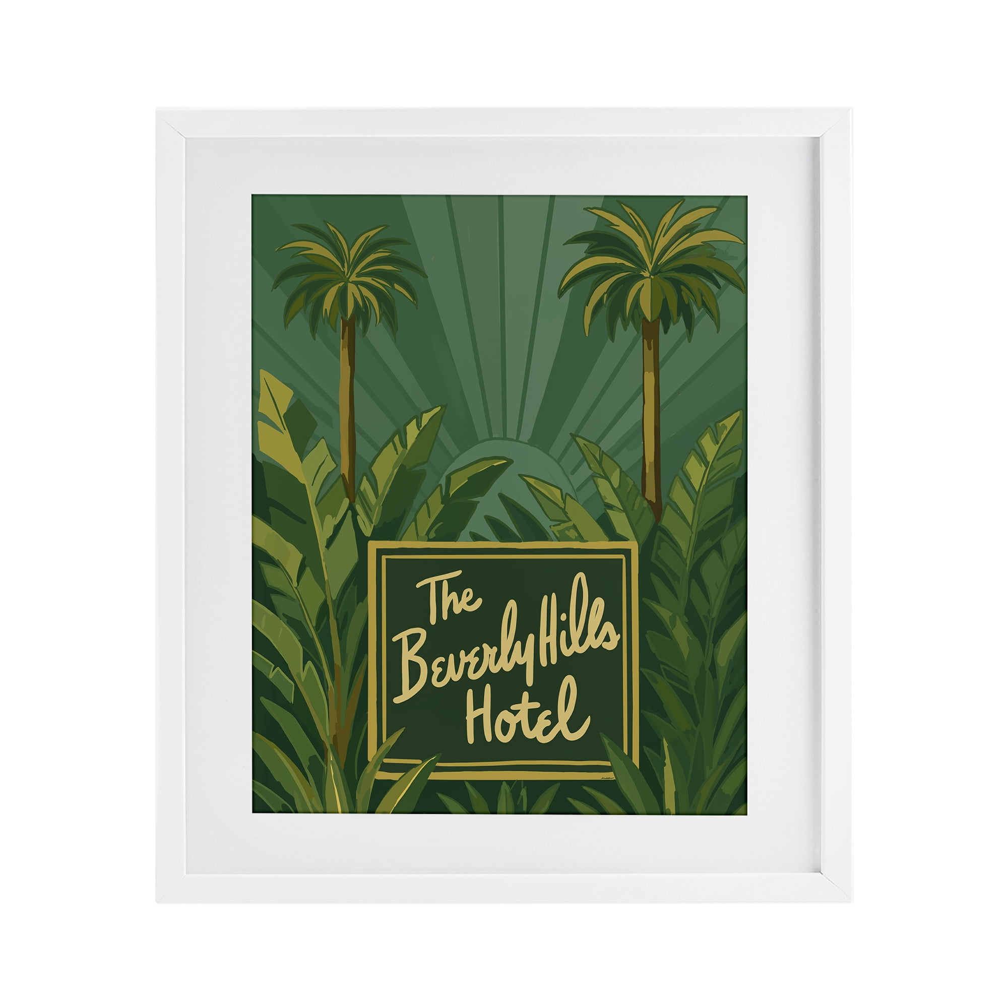 Stupell Industries Retro Beverly Hills Hotel White Framed Print Under Glass, design by Amelia Noyes