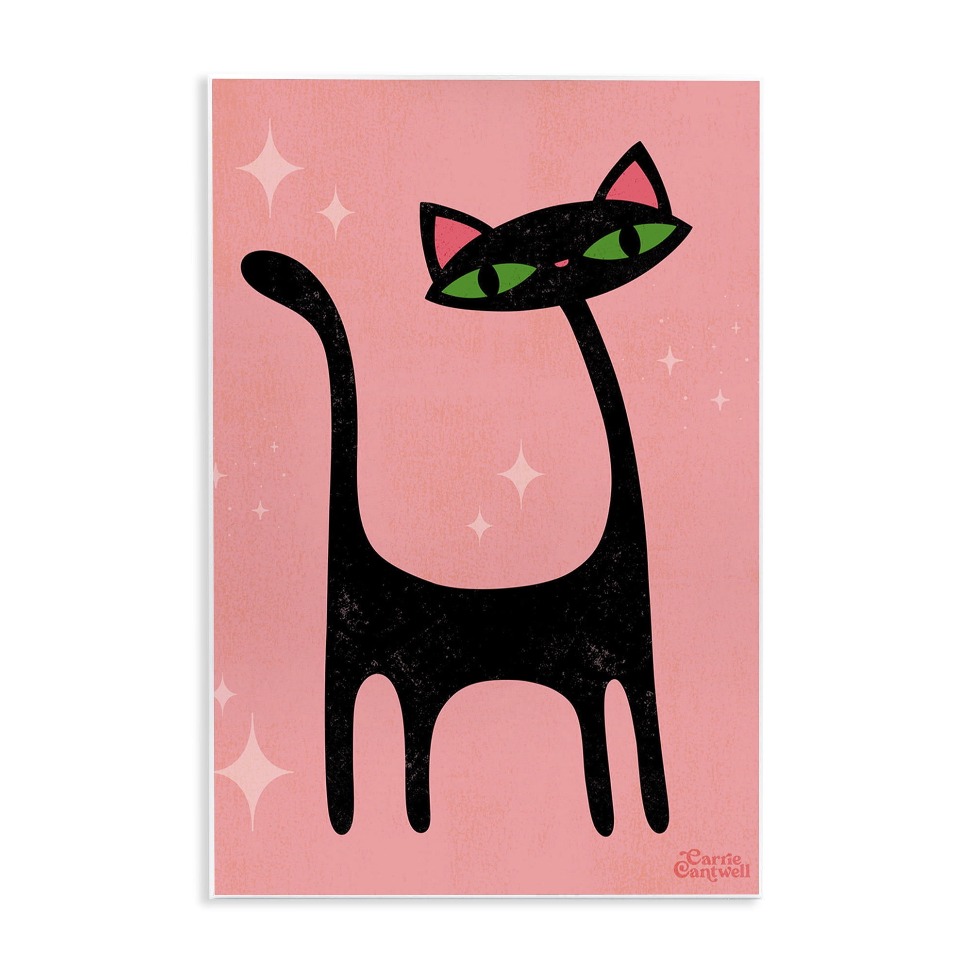 Stupell Industries Retro Black Cat Animals & Insects Painting Unframed Art Print Wall Art, 10 x 15