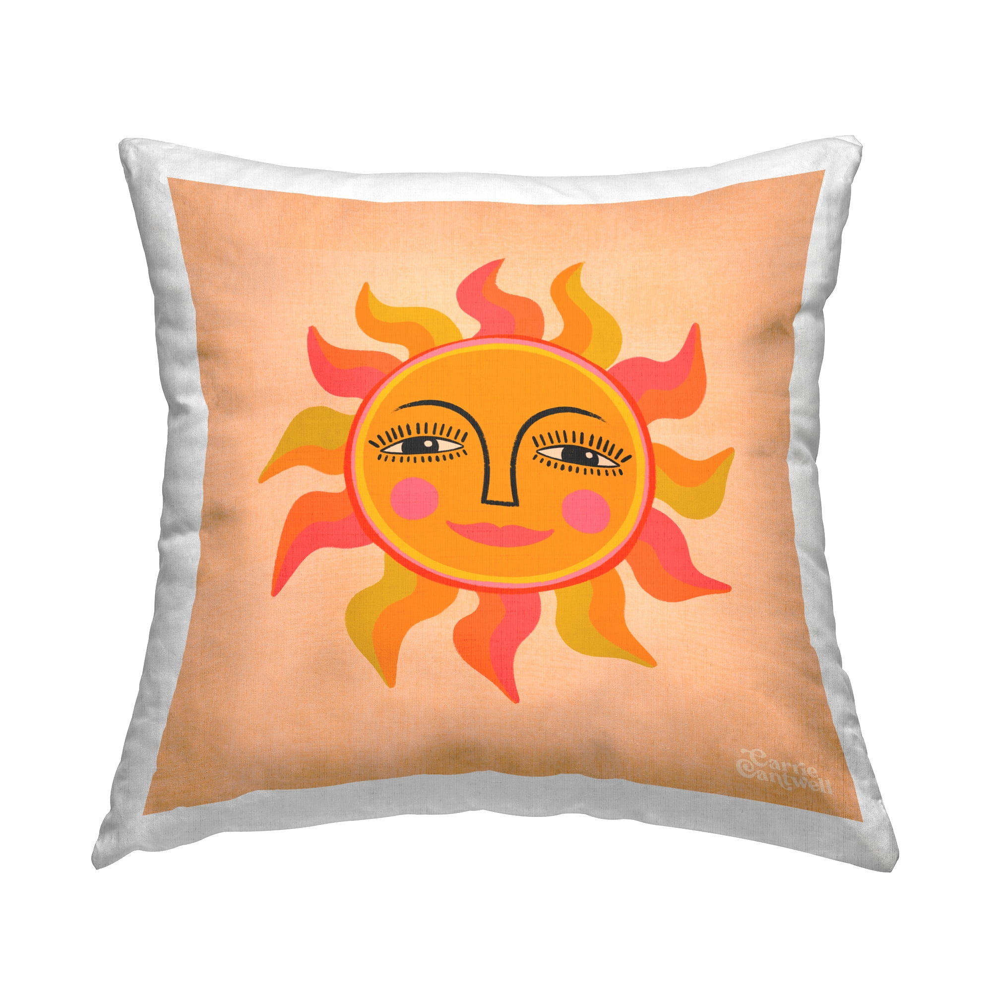 Stupell Industries Retro Boho Sun Decorative Printed Throw Pillow Design by Carrie Cantwell.