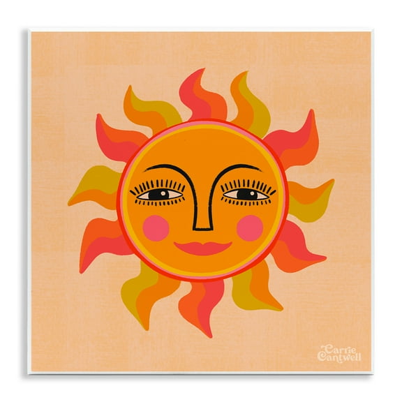 Stupell Industries Retro Boho Sun Landscape & Nature Painting Unframed Art Print Wall Art, 12 x 12