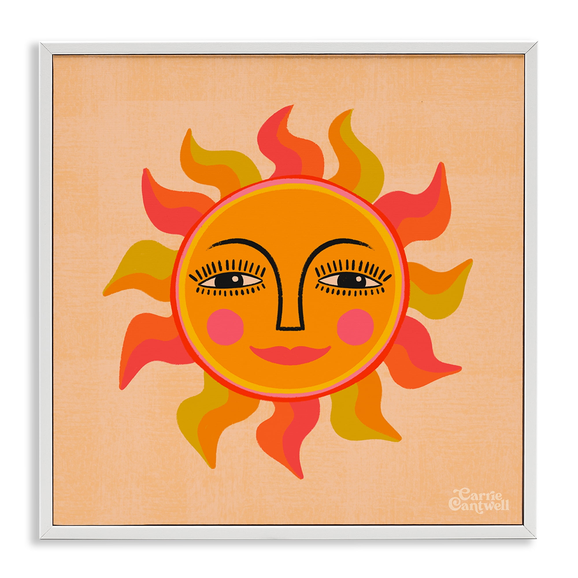 Stupell Industries Retro Boho Sun Landscape & Nature Painting White Framed Art Print Wall Art, 12 x 12
