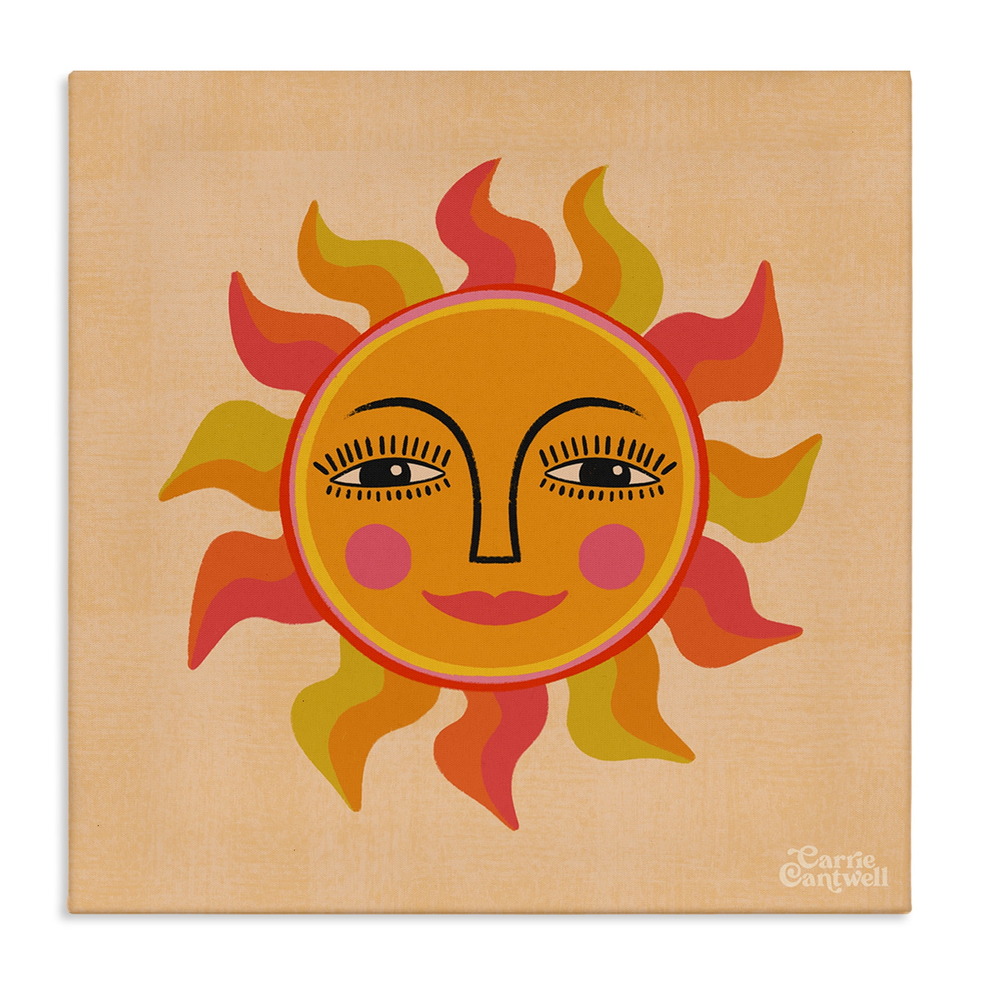 Stupell Industries Retro Boho Sun Landscape & Nature Painting Wrapped Canvas Art Print Wall Art, 17 x 17