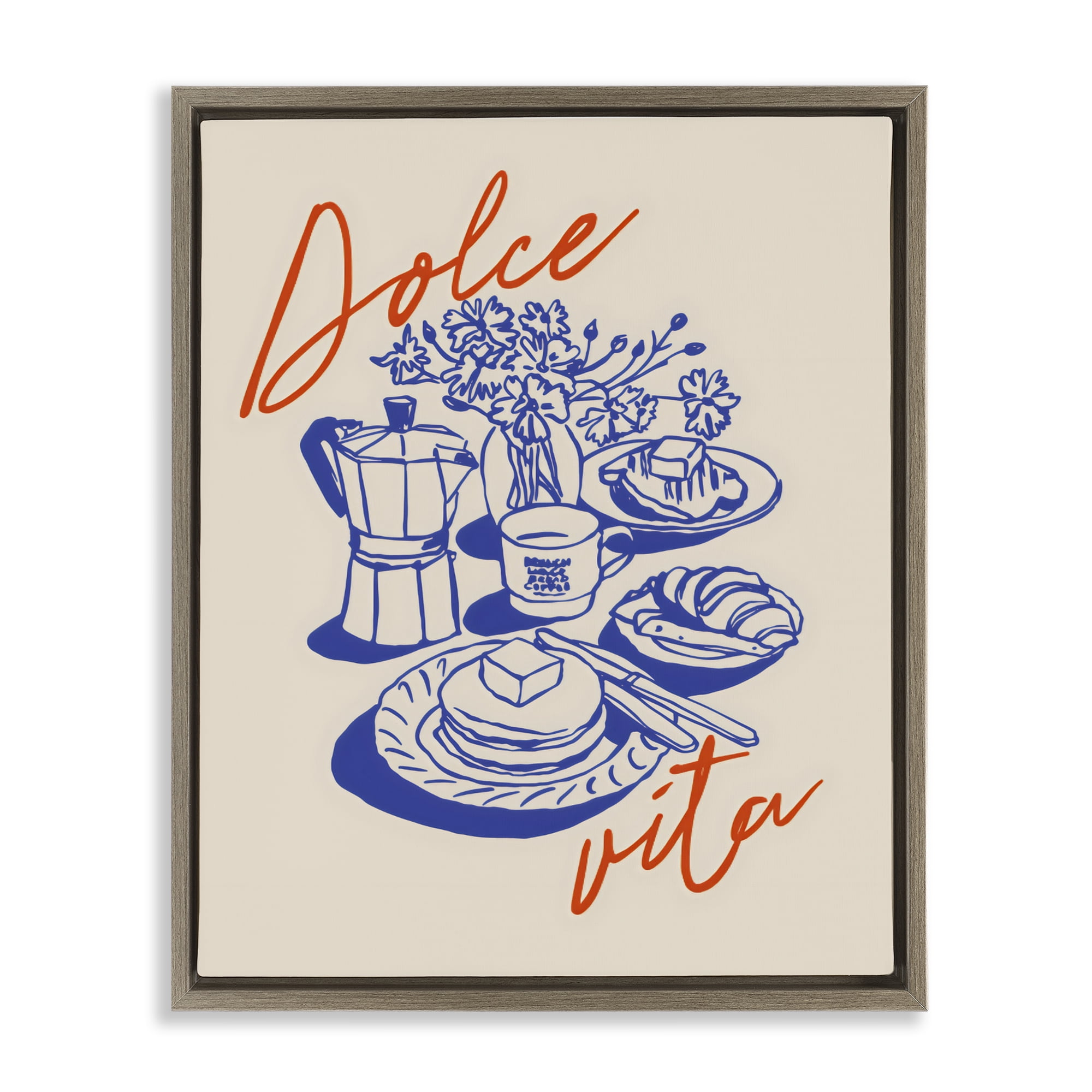 Stupell Industries Retro Breakfast Morning Spread Brown Framed Floater Canvas Wall Art, design by The Prints Vibe