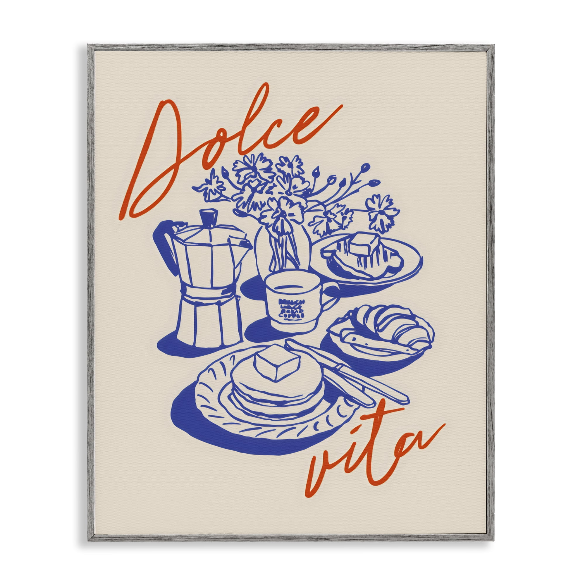Stupell Industries Retro Breakfast Morning Spread Gray Framed Giclee Art, design by The Prints Vibe