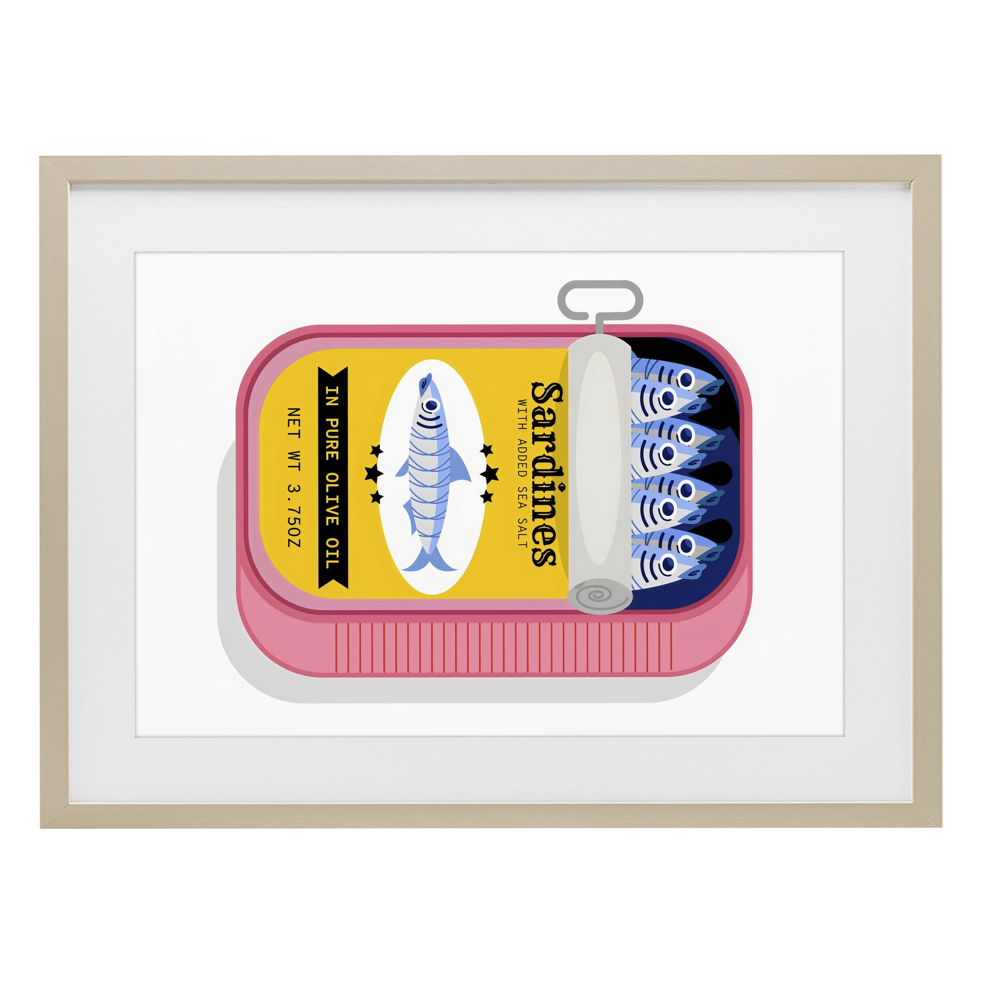 Stupell Industries Retro Can of Sardines Birch Framed Print Under Glass, design by Creative Studio