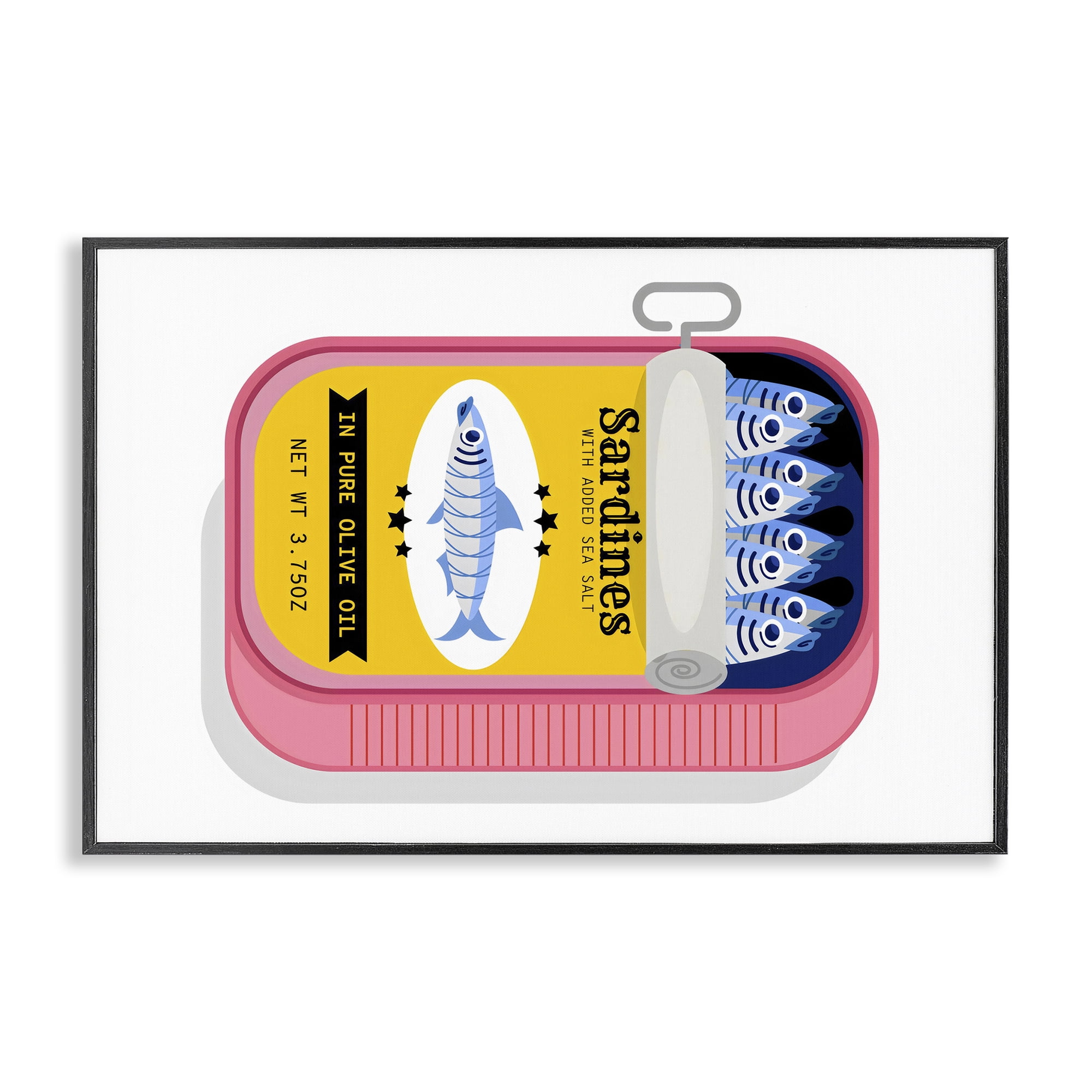Stupell Industries Retro Can of Sardines Black Framed Giclee Art, design by Creative Studio