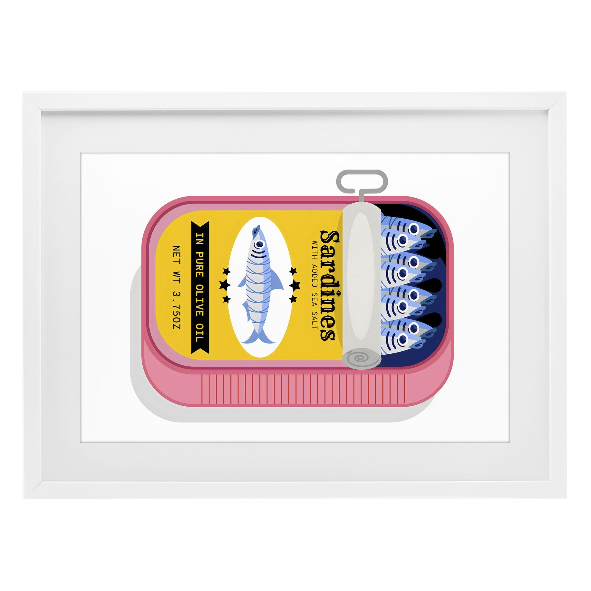 Stupell Industries Retro Can of Sardines White Framed Print Under Glass, design by Creative Studio