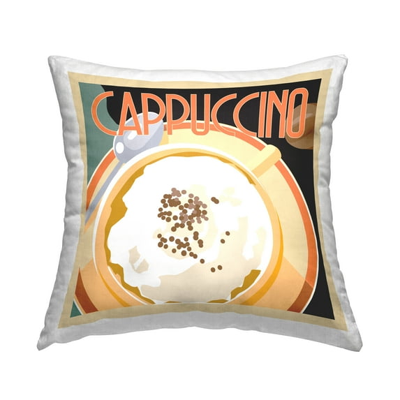 Stupell Industries Retro Cappuccino Mug Decorative Printed Throw Pillow, 18 x 18
