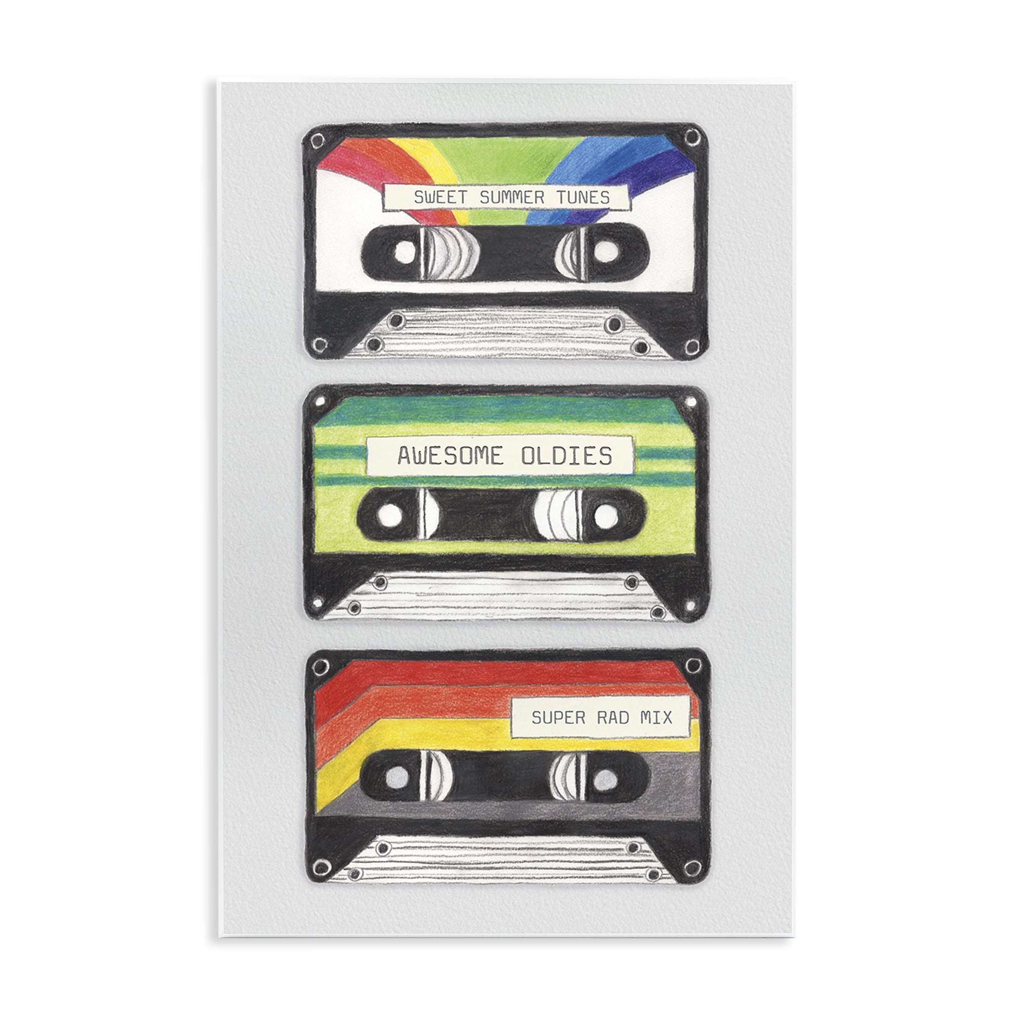 Stupell Industries Retro Cassette Tapes Performing Arts Painting Unframed Art Print Wall Art, 10 x 15