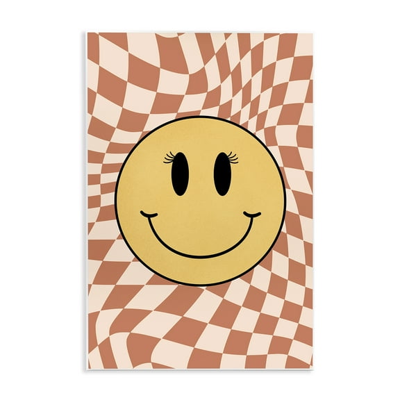 Stupell Industries Retro Checkered Smiley Novelty & Humor Painting Unframed Art Print Wall Art, 10 x 15