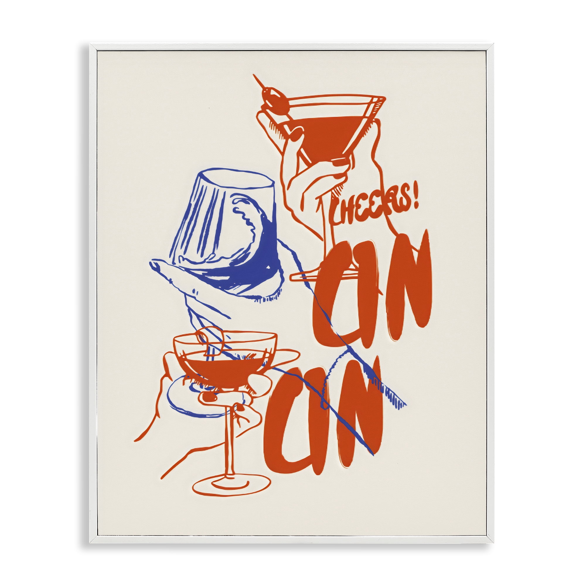 Stupell Industries Retro Cheers Cocktail Toast White Framed Giclee Art, design by The Prints Vibe