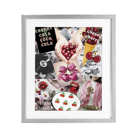 Stupell Industries Retro Cherry Mood Board Gray Framed Print Under Glass, design by Grotto Studios