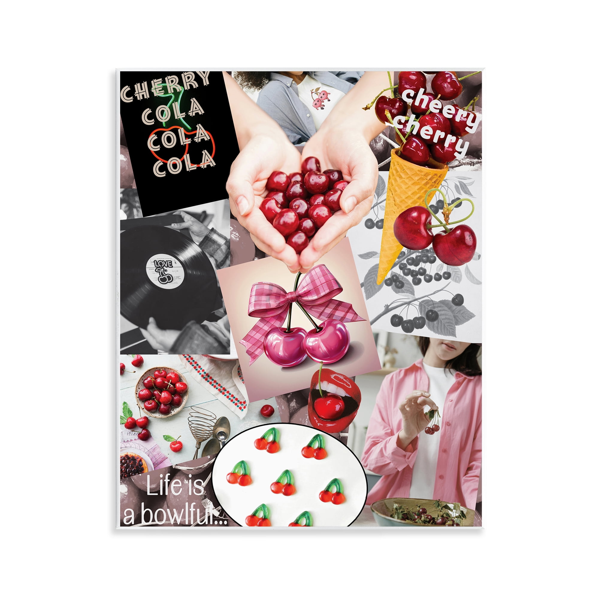 Stupell Industries Retro Cherry Mood Board Wall Plaque Art, design by Grotto Studios