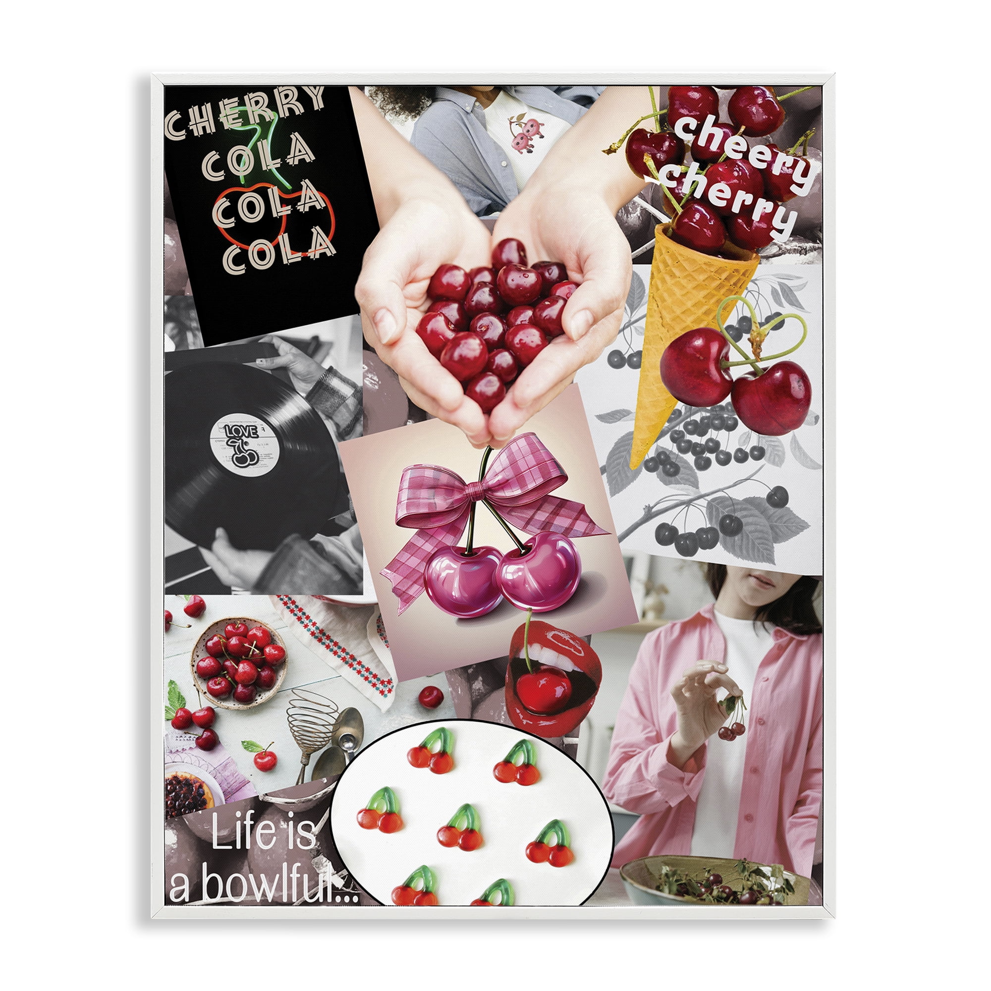 Stupell Industries Retro Cherry Mood Board White Framed Giclee Art, design by Grotto Studios