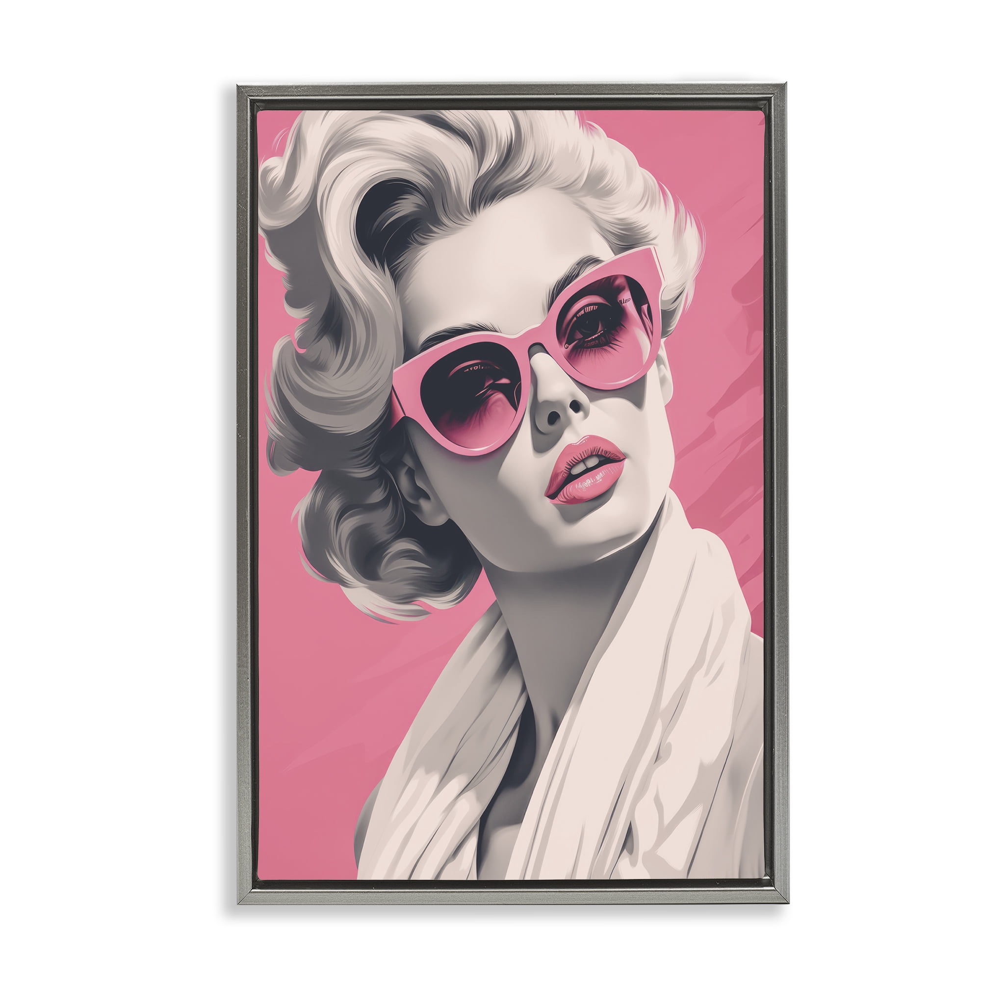 Stupell Industries Retro Chic Glamour Gray Framed Floater Canvas Wall Art, design by Andrea Haase