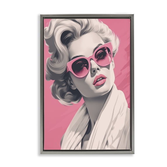 Stupell Industries Traditional Retro Chic Glamour Gray Floating Frame Canvas Art, 17 x 25, by Andrea Haase