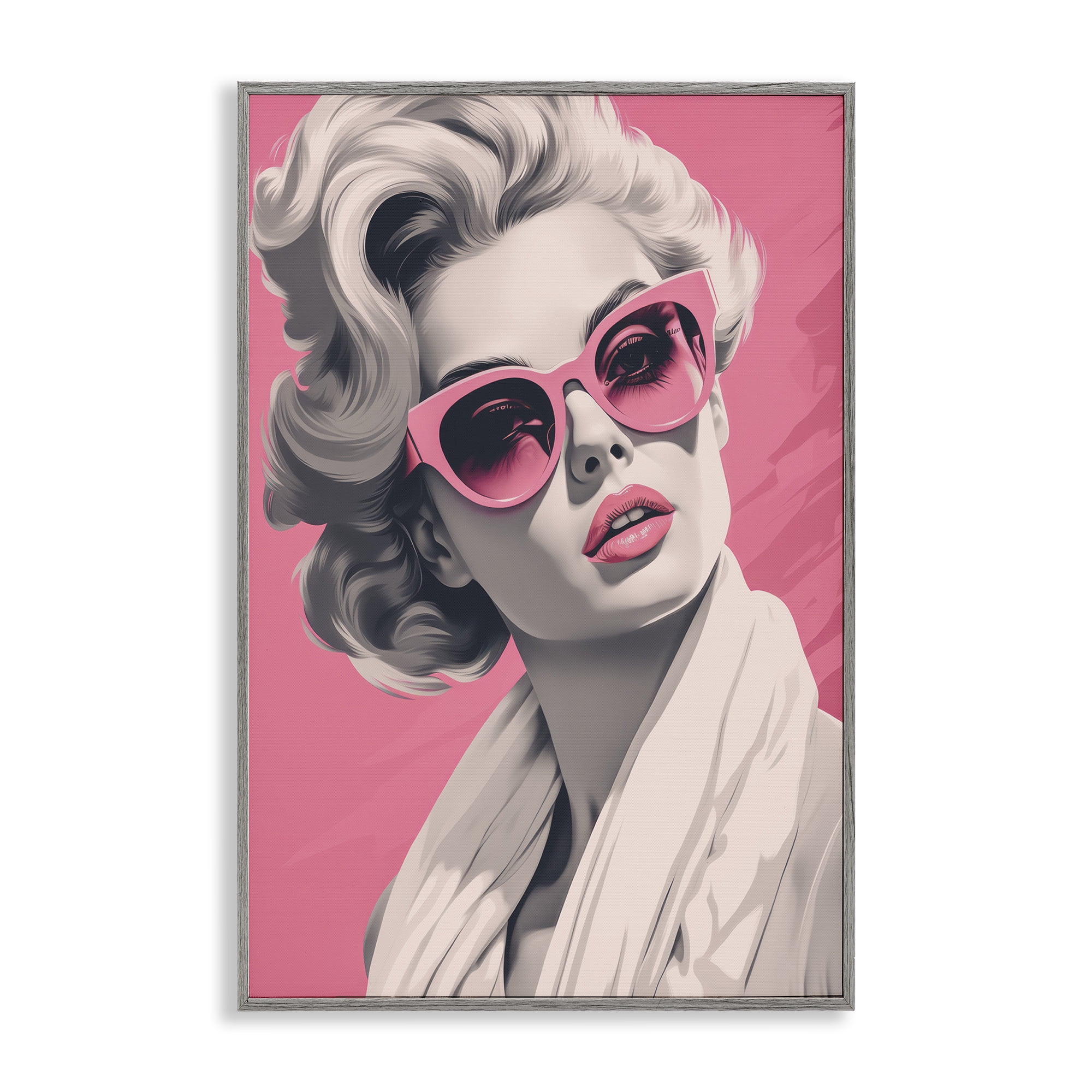 Stupell Industries Retro Chic Glamour Gray Framed Giclee Art, design by Andrea Haase
