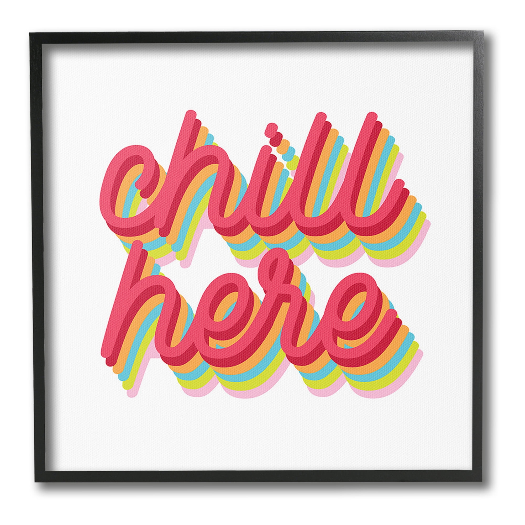 Stupell Industries Retro Chill Here Typography Painting Black Framed Art Print Wall Art, 24 x 24