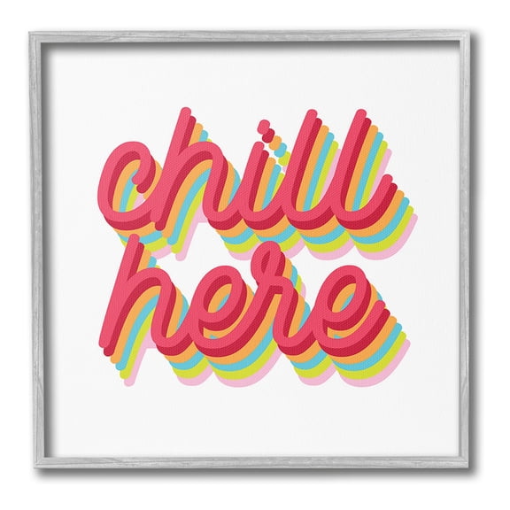 Stupell Industries Retro Chill Here Typography Painting Gray Framed Art Print Wall Art, 12 x 12