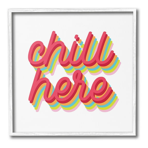 Stupell Industries Retro Chill Here Typography Painting White Framed Art Print Wall Art, 24 x 24