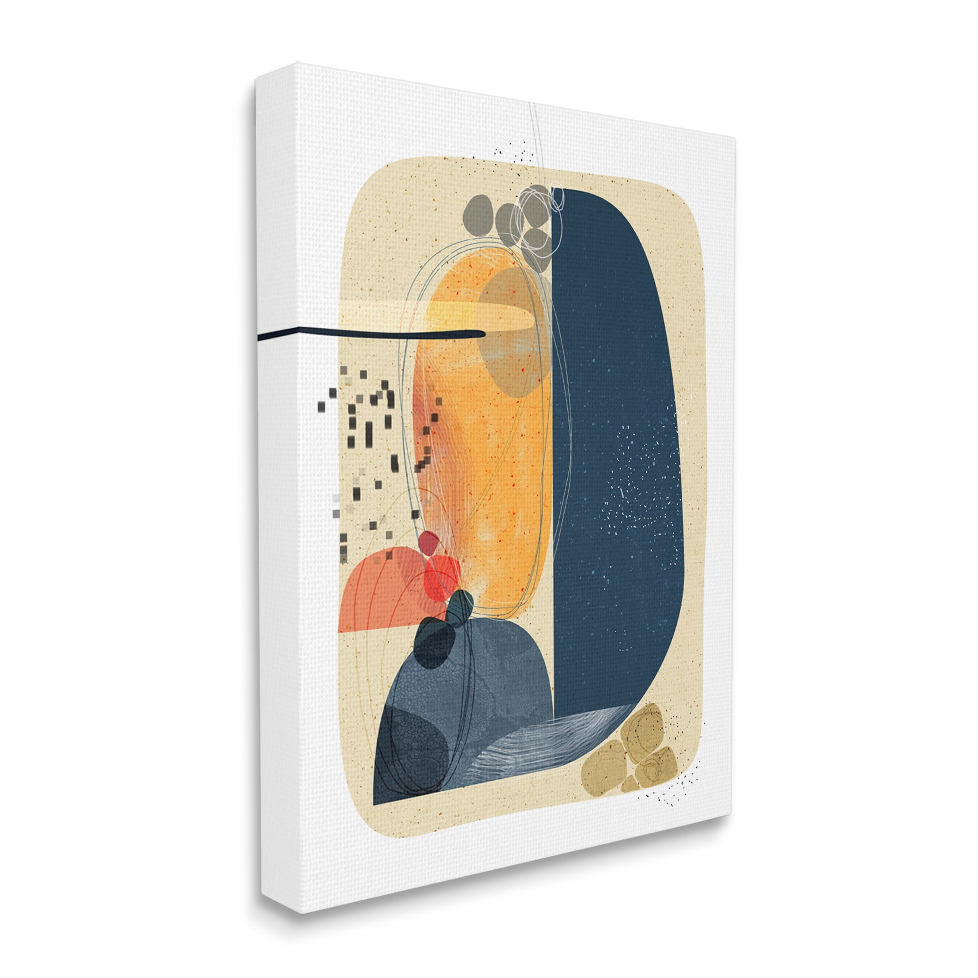 Stupell Industries Retro Circular Shape Abstraction Mid-Century Modern Arrangement Abstract Painting Gallery Wrapped Canvas Print Wall Art, 24 x 30