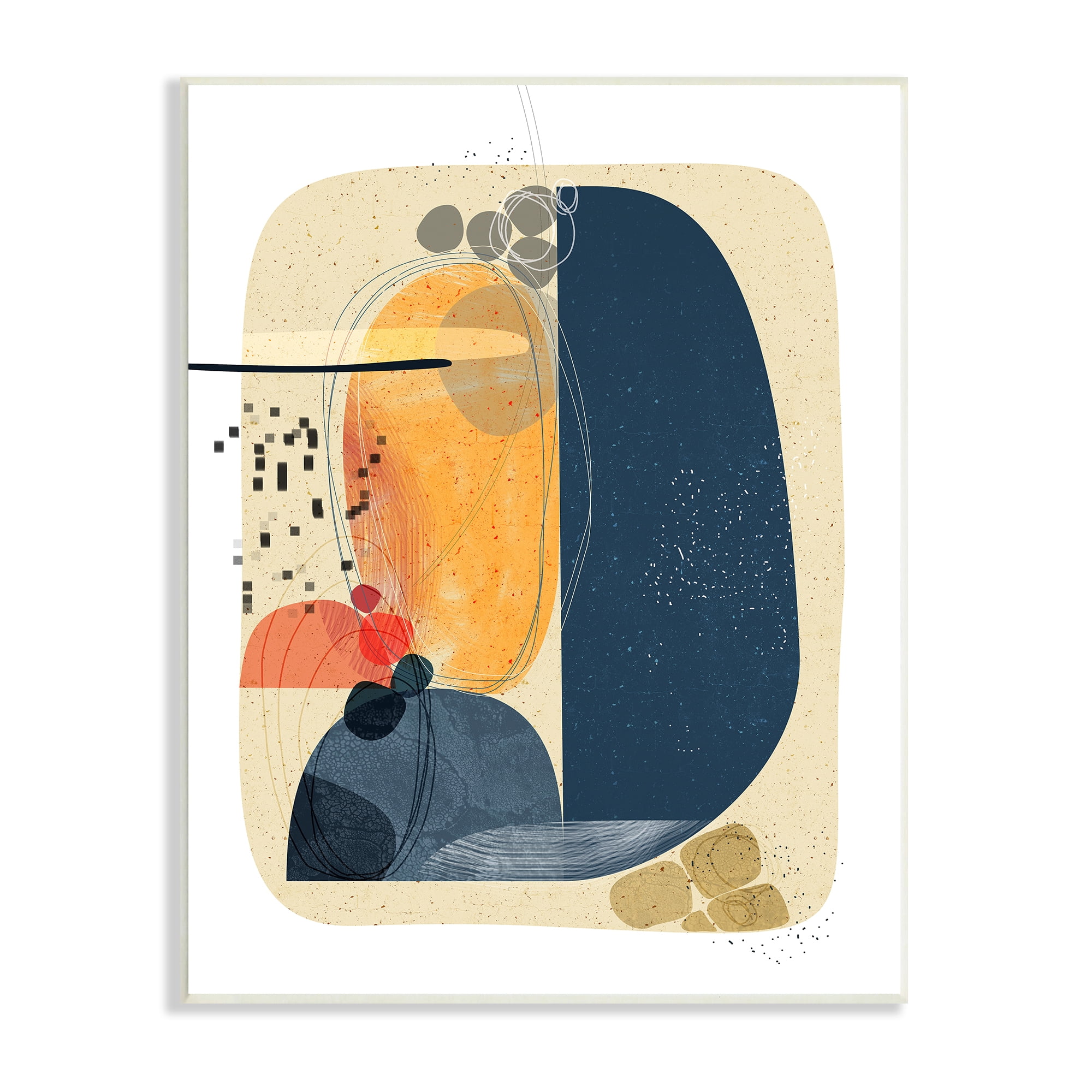 Stupell Industries Retro Circular Shape Abstraction Mid-Century Modern Arrangement Abstract Painting Unframed Art Print Wall Art, 13 x 19