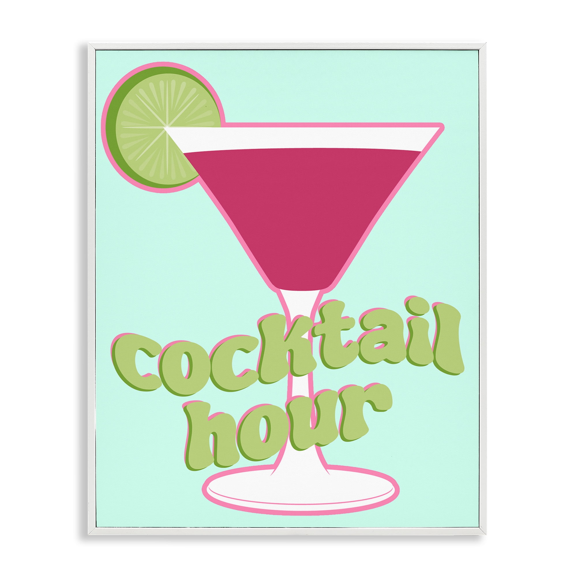 Stupell Industries Retro Cocktail Hour Food & Beverage Painting White Framed Art Print Wall Art, 16 x 20