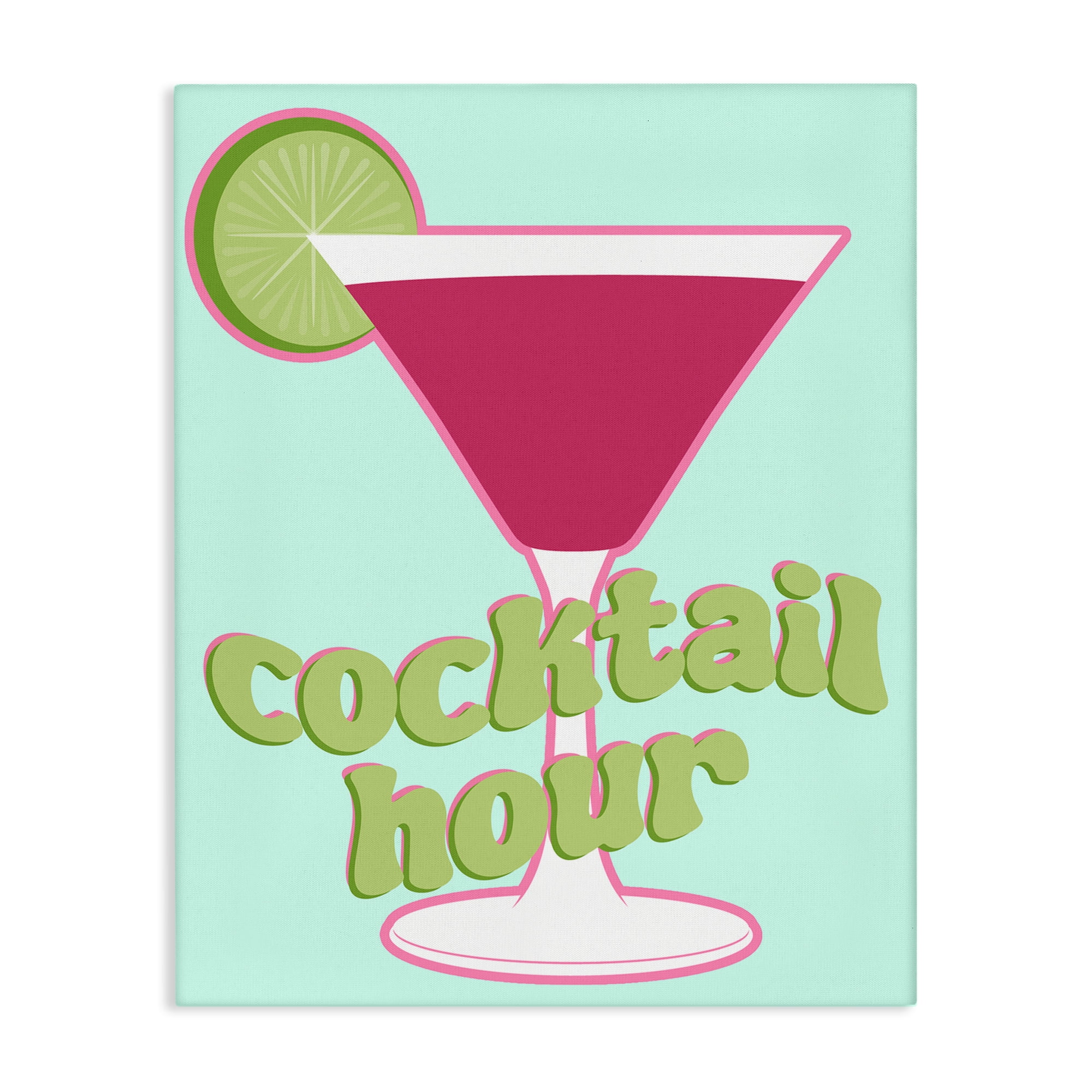 Stupell Industries Retro Cocktail Hour Food & Beverage Painting Wrapped Canvas Art Print Wall Art, 36 x 48
