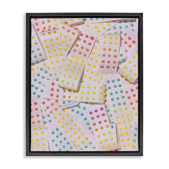 Stupell Industries Contemporary Retro Color Candy Dots Black Floating Frame Canvas Art, 17 x 21, by LISH Creative