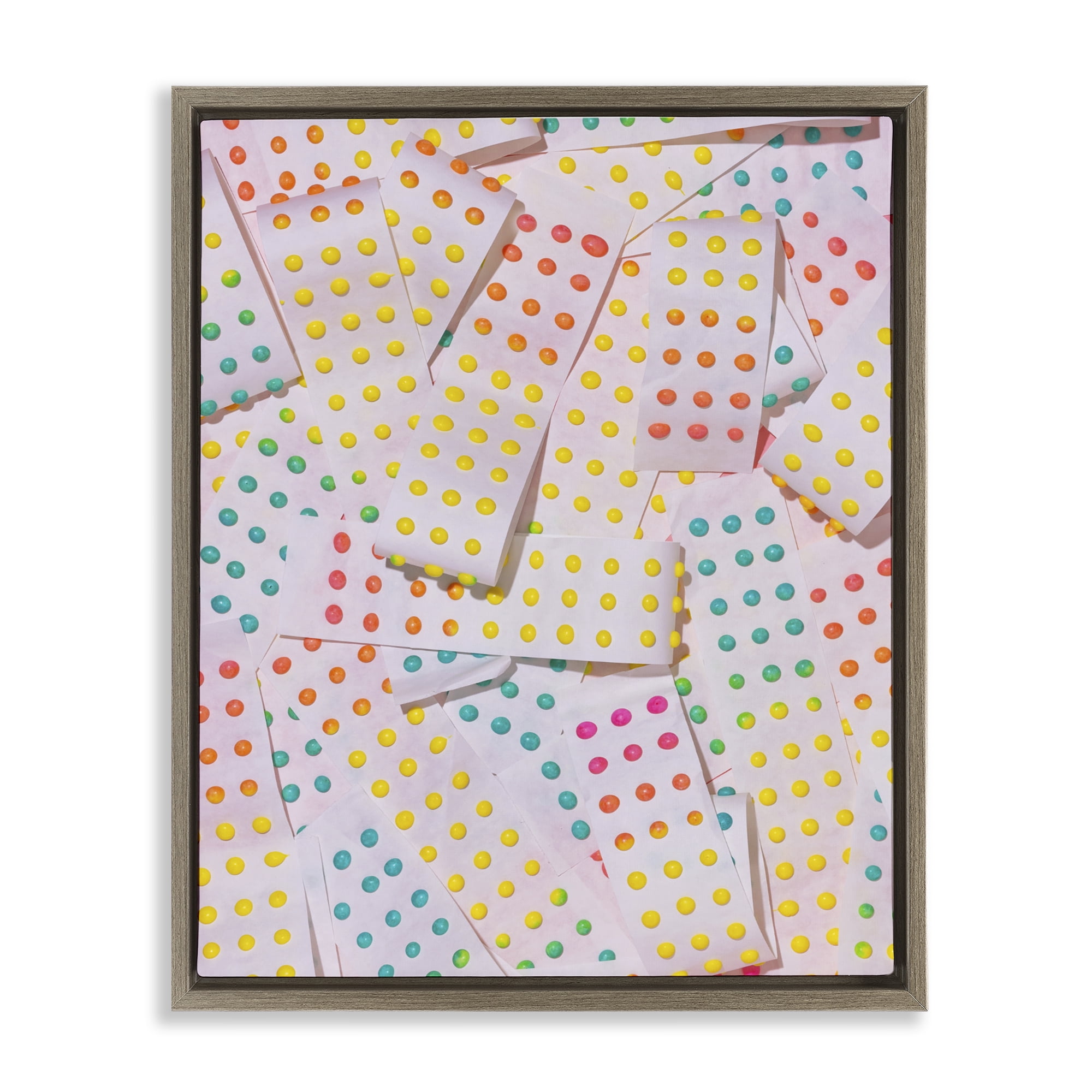 Stupell Industries Retro Color Candy Dots Brown Framed Floater Canvas Wall Art, design by LISH Creative