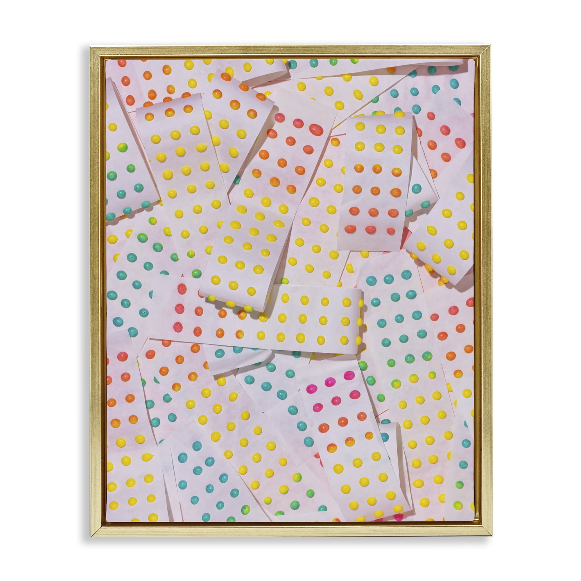 Stupell Industries Retro Color Candy Dots Gold Framed Floater Canvas Wall Art, design by LISH Creative