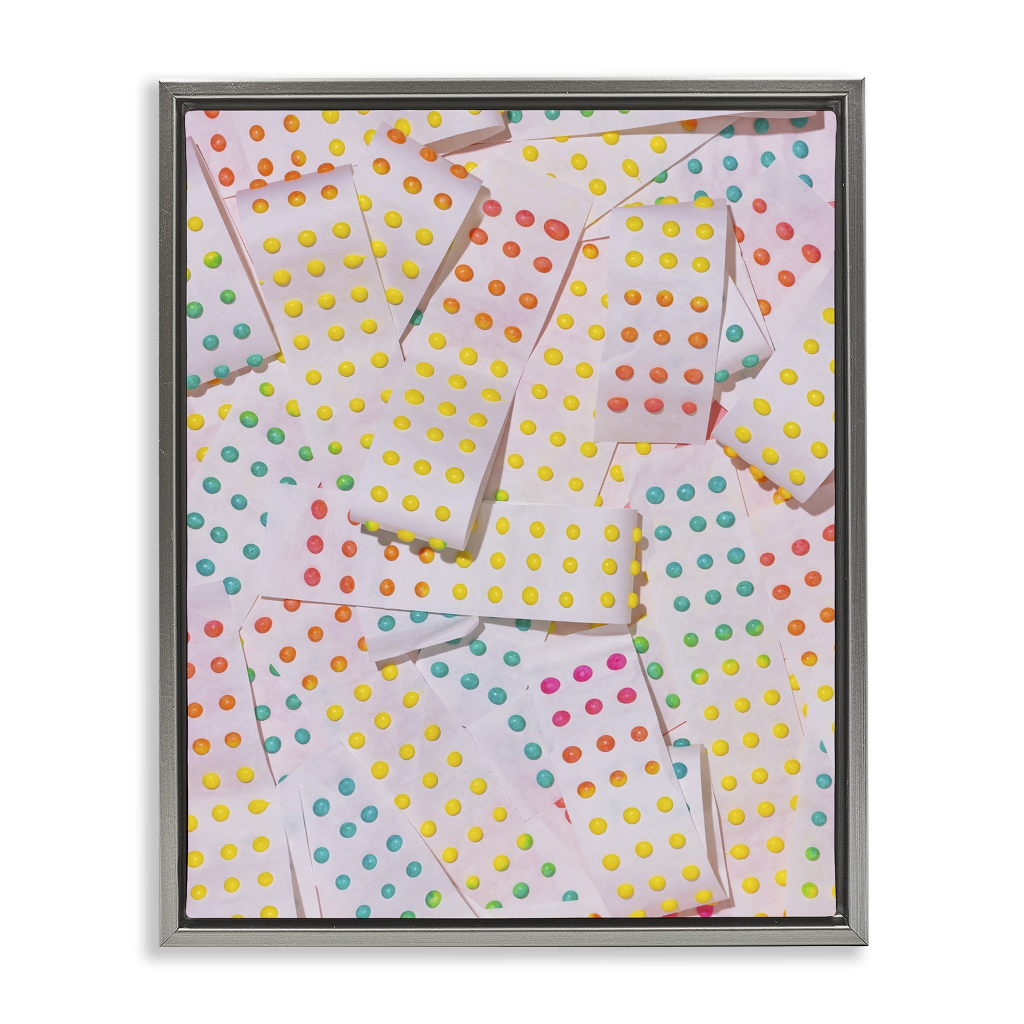 Stupell Industries Retro Color Candy Dots Gray Framed Floater Canvas Wall Art, design by LISH Creative