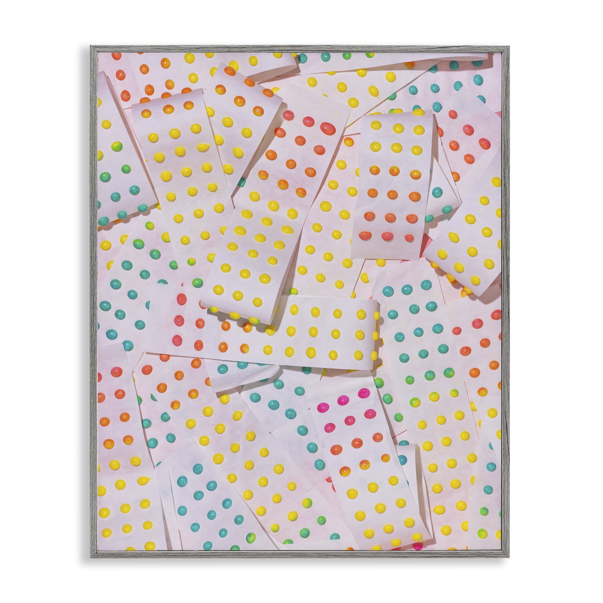 Stupell Industries Retro Color Candy Dots Gray Framed Giclee Art, design by LISH Creative