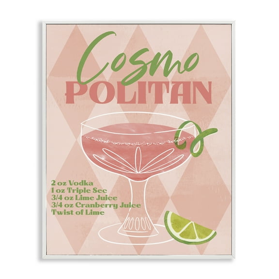 Stupell Industries Retro Cosmopolitan Recipe Food & Beverage Painting White Framed Art Print Wall Art, 11 x 14