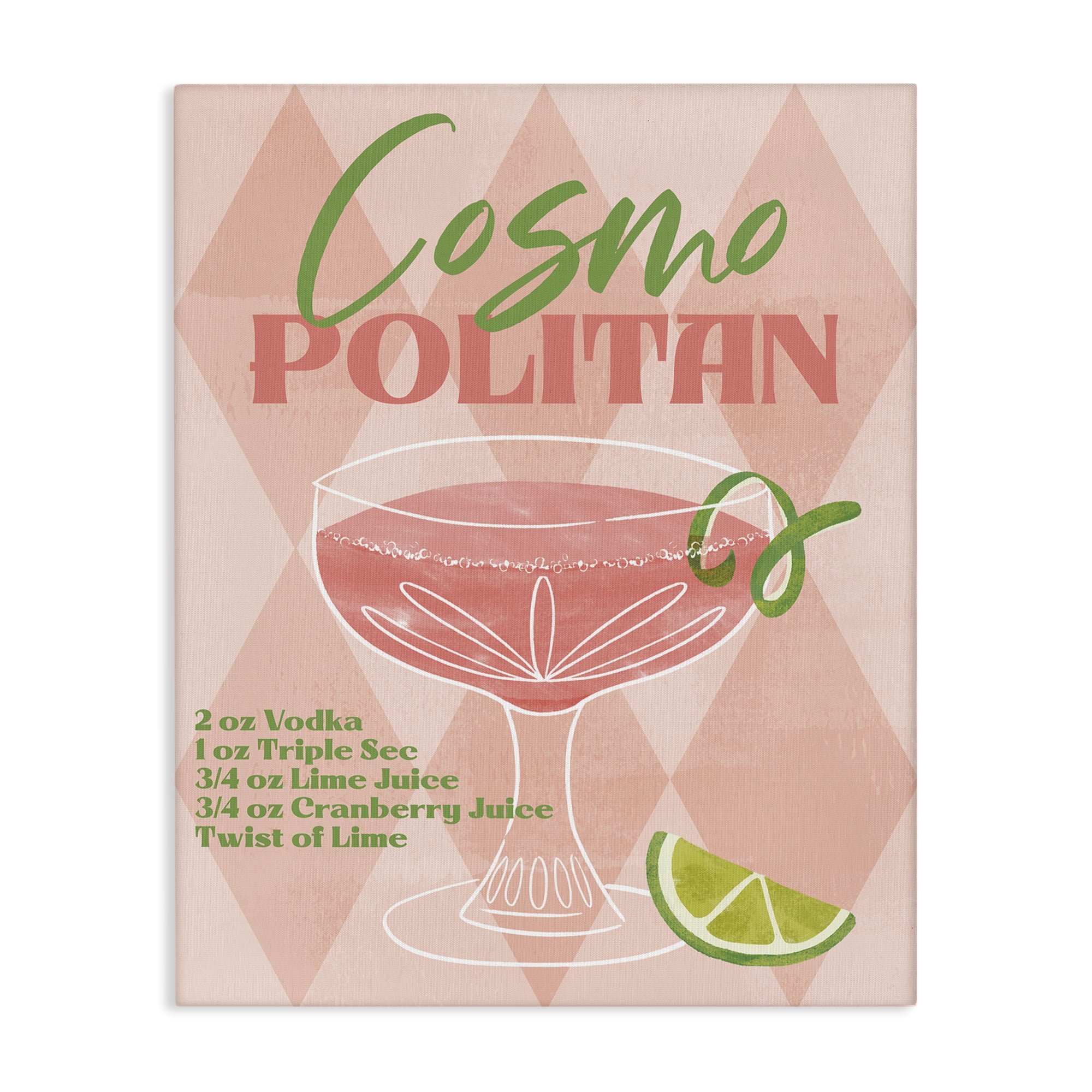 Stupell Industries Retro Cosmopolitan Recipe Food & Beverage Painting Wrapped Canvas Art Print Wall Art, 36 x 48