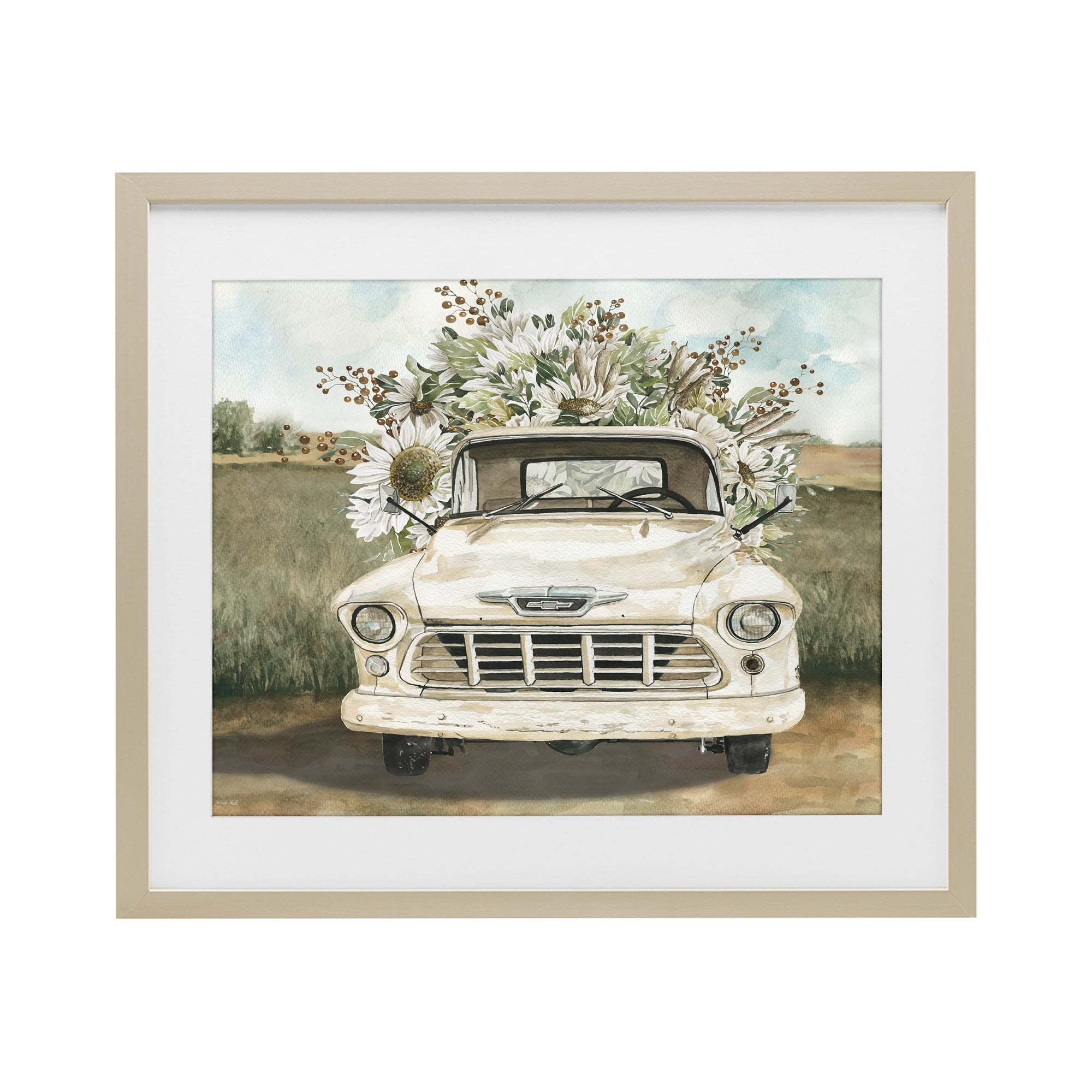 Stupell Industries Retro Country Flowers Delivery Birch Framed Print Under Glass, design by Cindy Jacobs